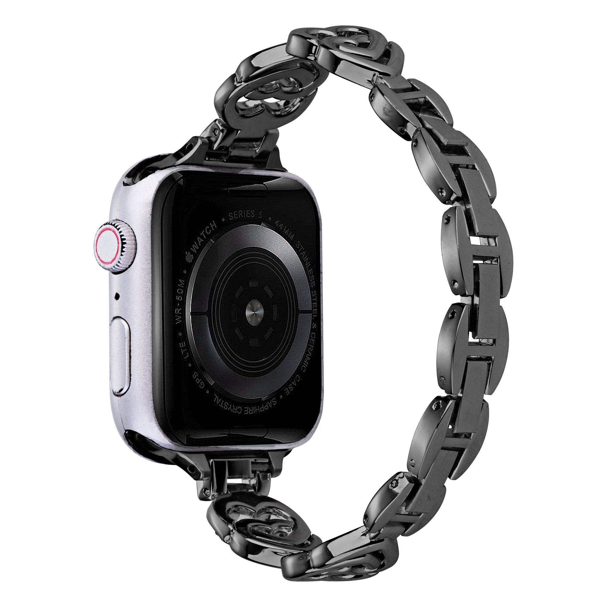 For Apple Watch Series 9 8 7 41mm 6 5 4 SE (2023) SE (2022) SE 40mm 3 2 1 38mm Wrist Band Heart Design Rhinestone Decor Metal Watch Strap