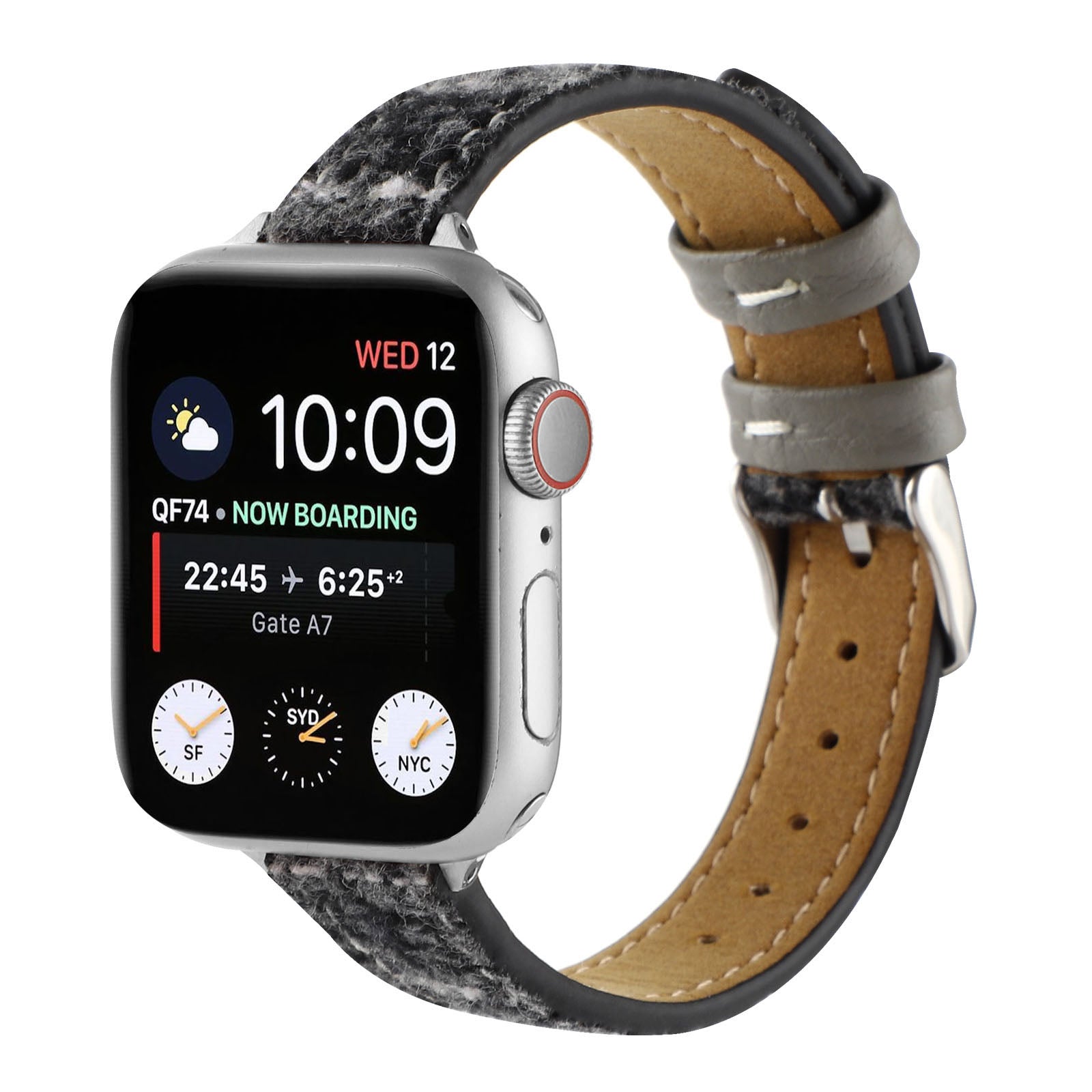 For Apple Watch Ultra Ultra 2 49mm Series 9 8 7 45mm 4 5 6 SE SE (2022) (2023) 44mm 1 2 3 42mm Replacement Watch Strap Leather+Plush Adjustable Wrist Band