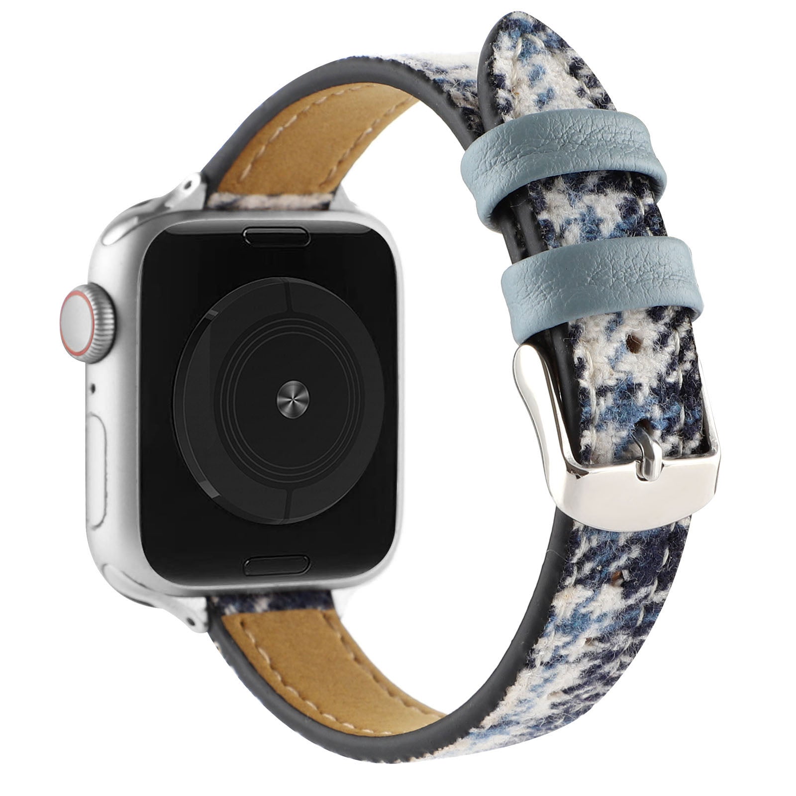 For Apple Watch Series 9 8 7 41mm 6 5 4 SE (2023) SE (2022) SE 40mm 3 2 1 38mm Leather+Plush Smart Watch Strap Adjustable Wrist Band