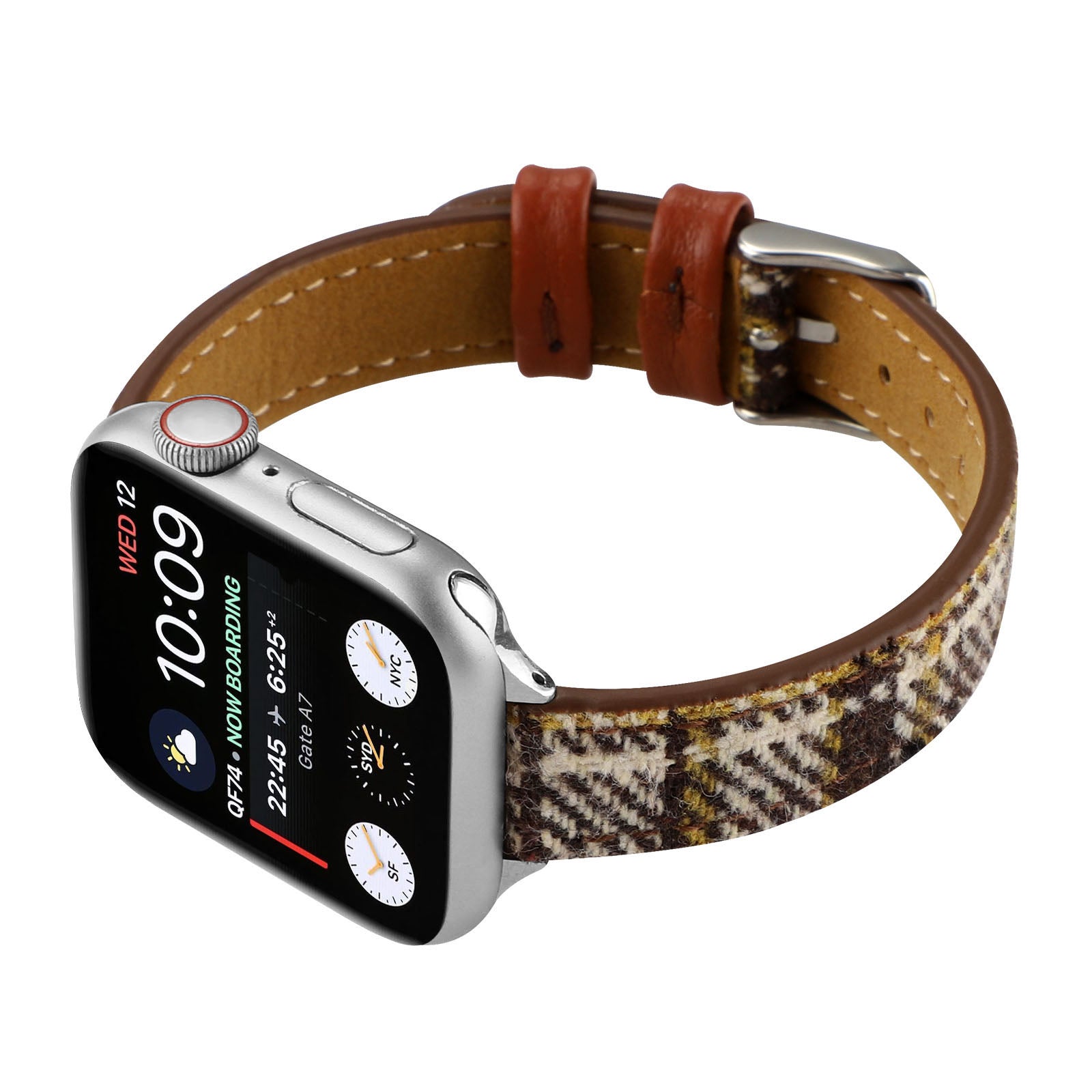 For Apple Watch Series 9 8 7 41mm 6 5 4 SE (2023) SE (2022) SE 40mm 3 2 1 38mm Leather+Plush Smart Watch Strap Adjustable Wrist Band