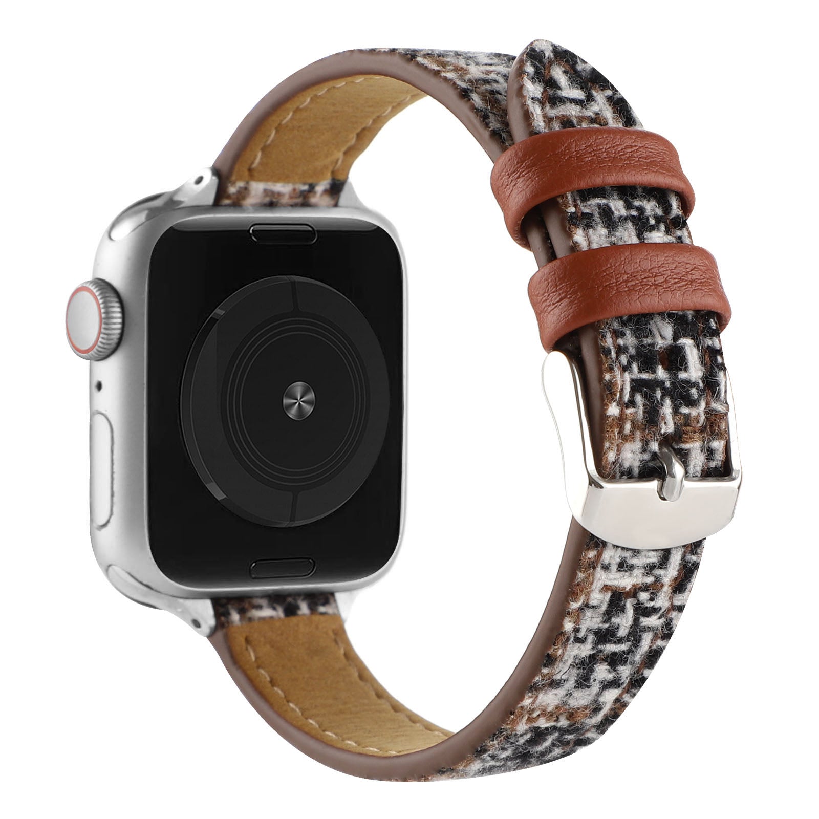 For Apple Watch Series 9 8 7 41mm 6 5 4 SE (2023) SE (2022) SE 40mm 3 2 1 38mm Leather+Plush Smart Watch Strap Adjustable Wrist Band