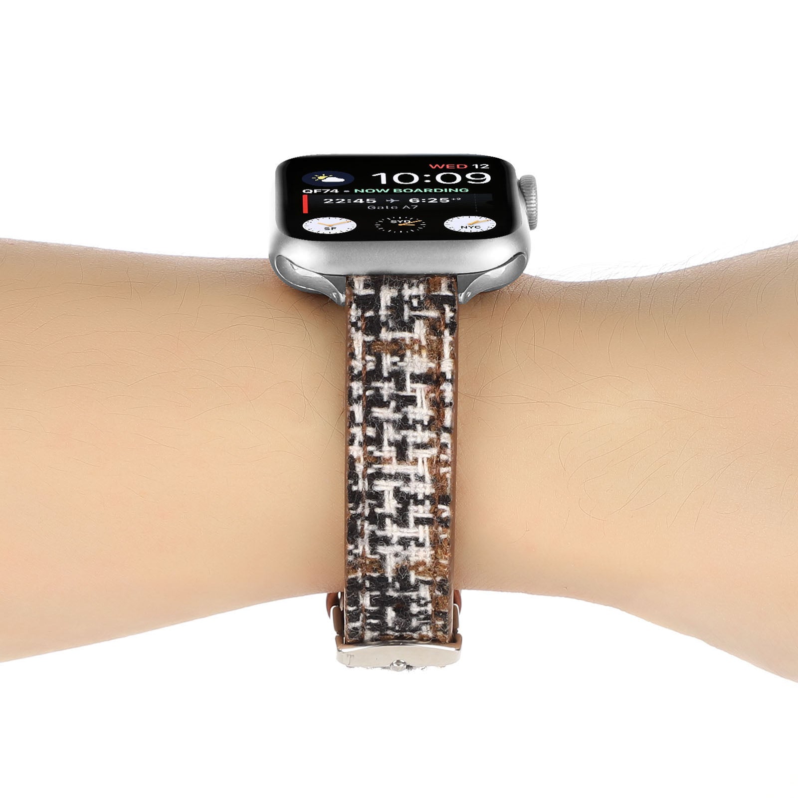 For Apple Watch Series 9 8 7 41mm 6 5 4 SE (2023) SE (2022) SE 40mm 3 2 1 38mm Leather+Plush Smart Watch Strap Adjustable Wrist Band