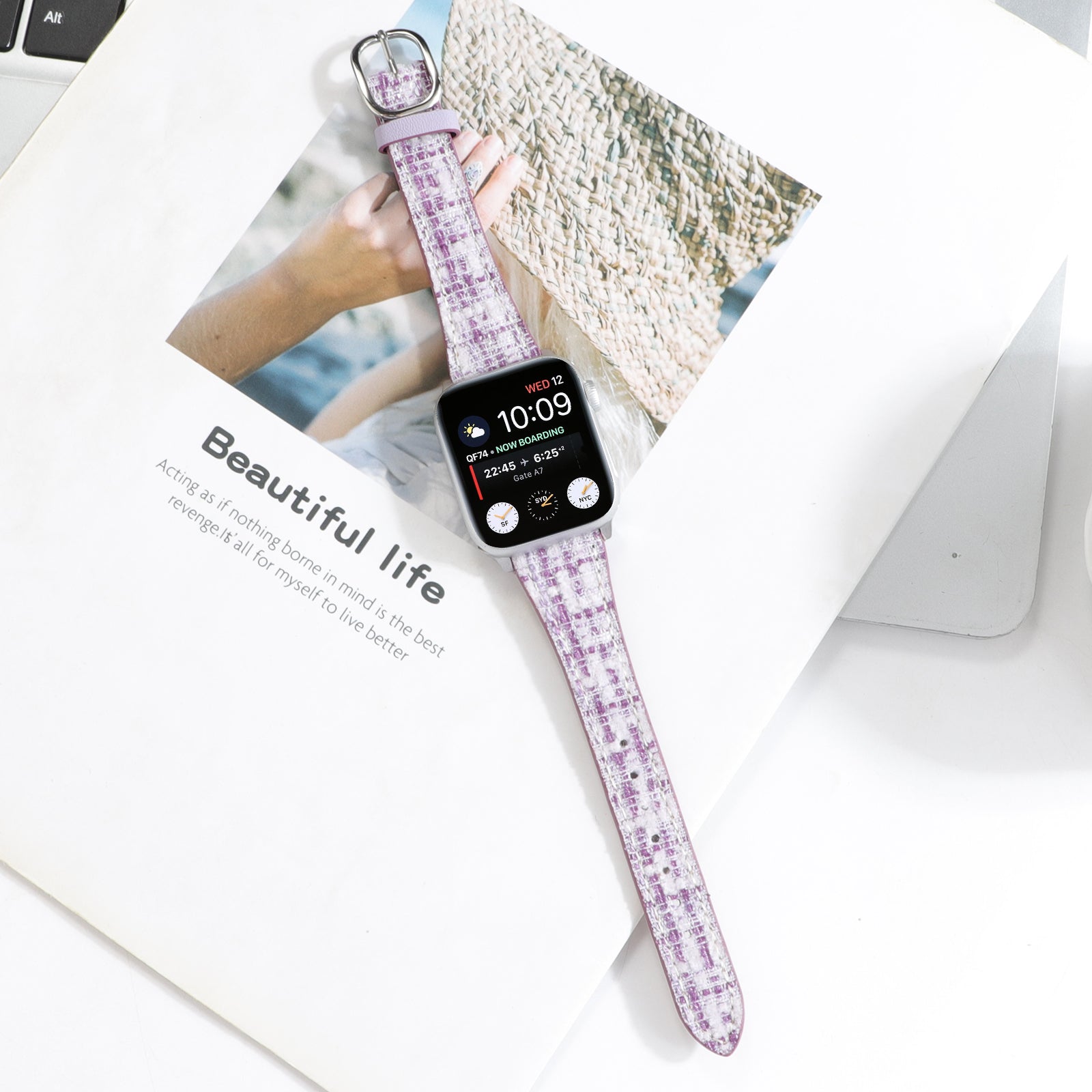 For Apple Watch Series 9 8 7 41mm 6 5 4 SE (2022) SE (2023) SE 40mm 3 2 1 38mm Soft Plush Grid Smartwatch Strap