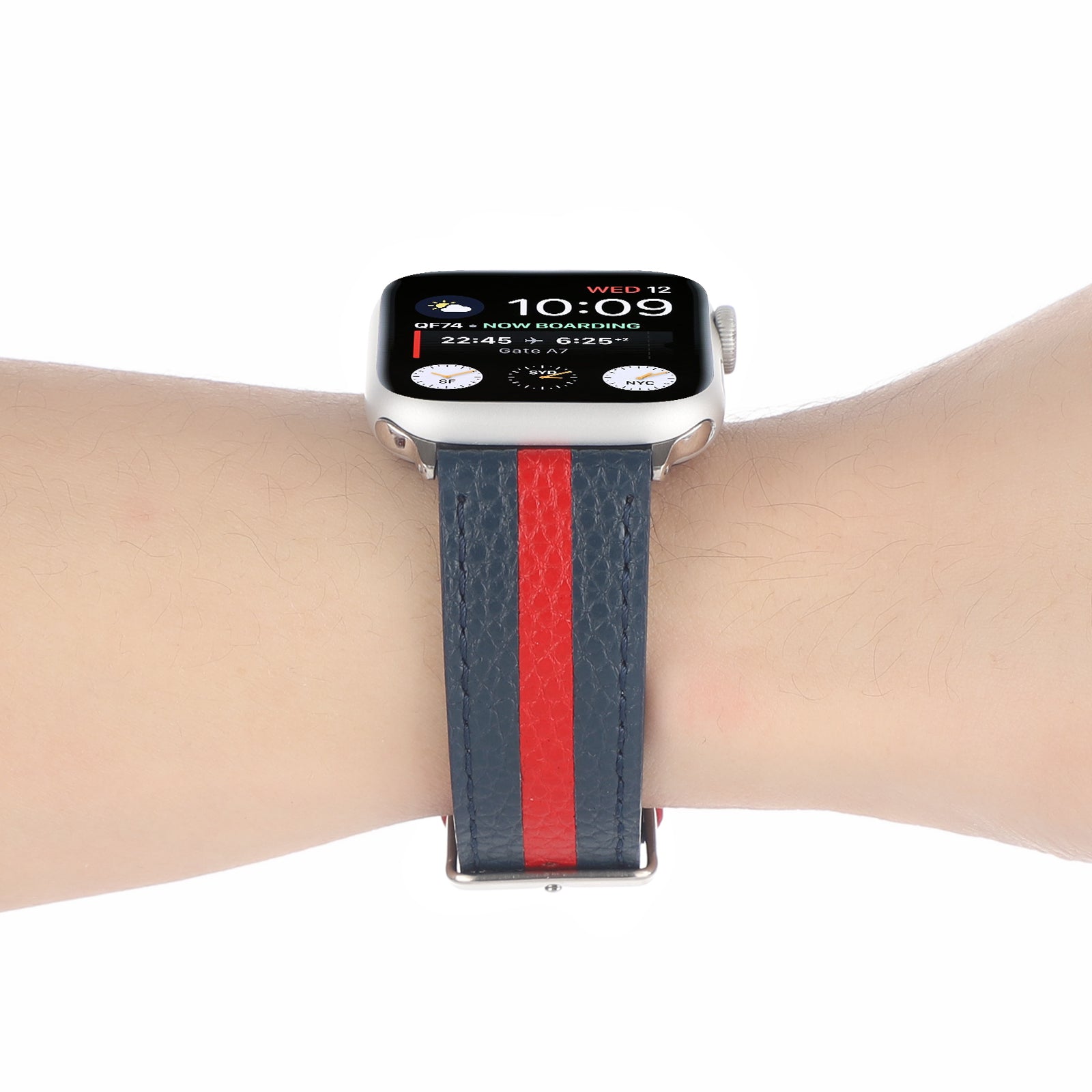 For Apple Watch Ultra Ultra 2 49mm Series 9 8 7 45mm 6 5 4 SE SE (2022) (2023) 44mm 3 2 1 42mm Watch Strap Genuine Leather Stripe Watch Band