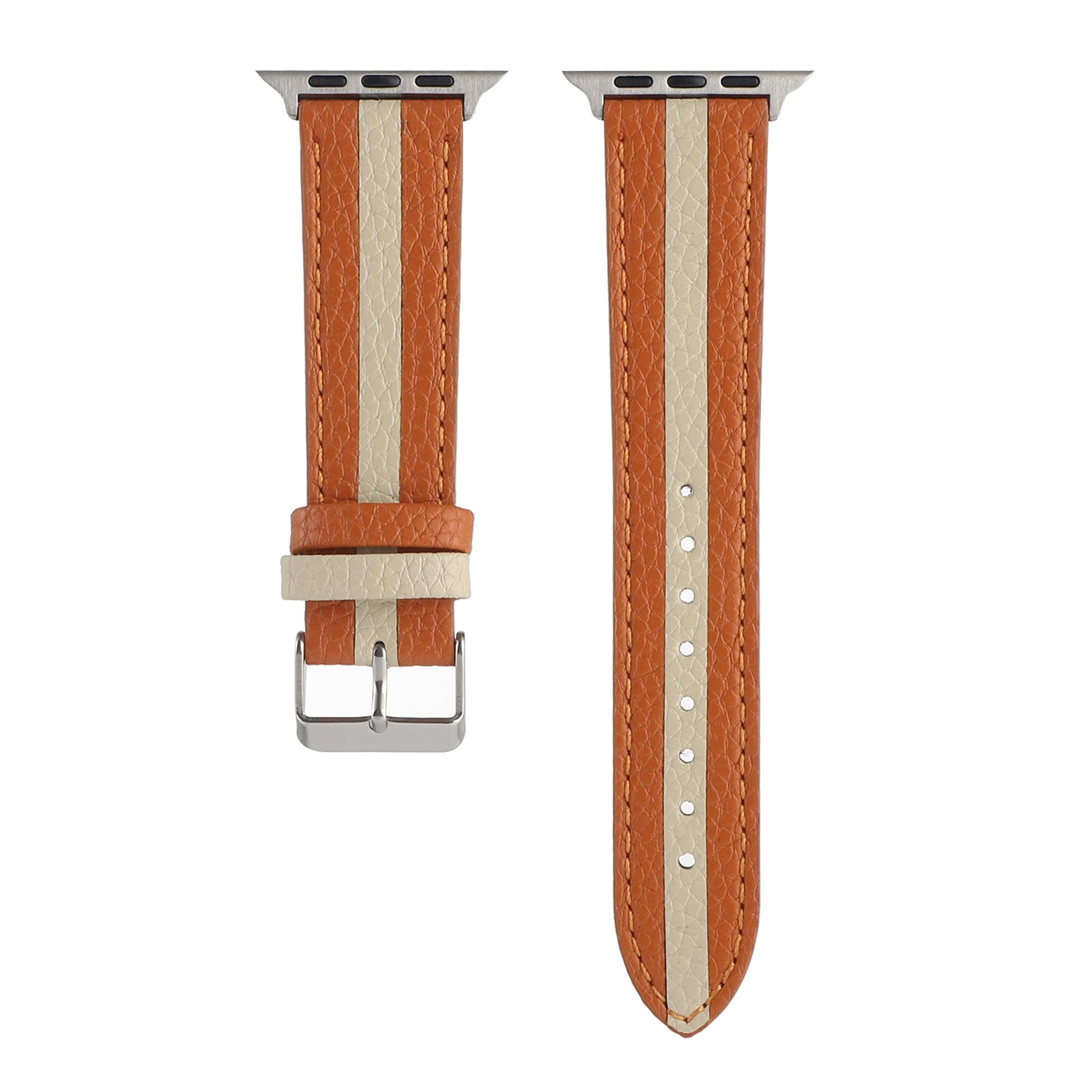 For Apple Watch Series 9 8 7 41mm 6 5 4 SE (2022) SE (2023) SE 40mm 3 2 1 38mm Stripe Watchband Genuine Leather Wrist Strap
