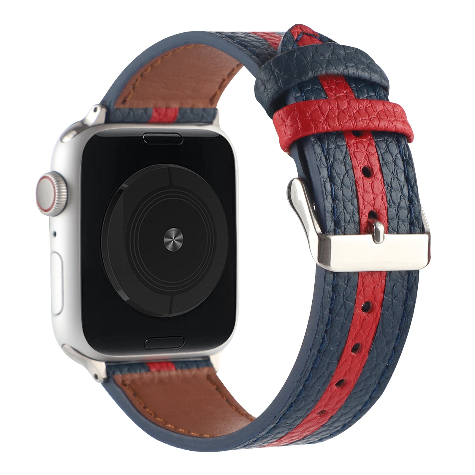 For Apple Watch Series 9 8 7 41mm 6 5 4 SE (2022) SE (2023) SE 40mm 3 2 1 38mm Stripe Watchband Genuine Leather Wrist Strap