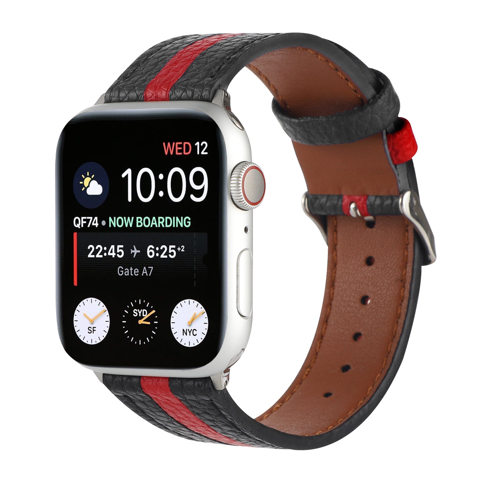 For Apple Watch Series 9 8 7 41mm 6 5 4 SE (2022) SE (2023) SE 40mm 3 2 1 38mm Stripe Watchband Genuine Leather Wrist Strap