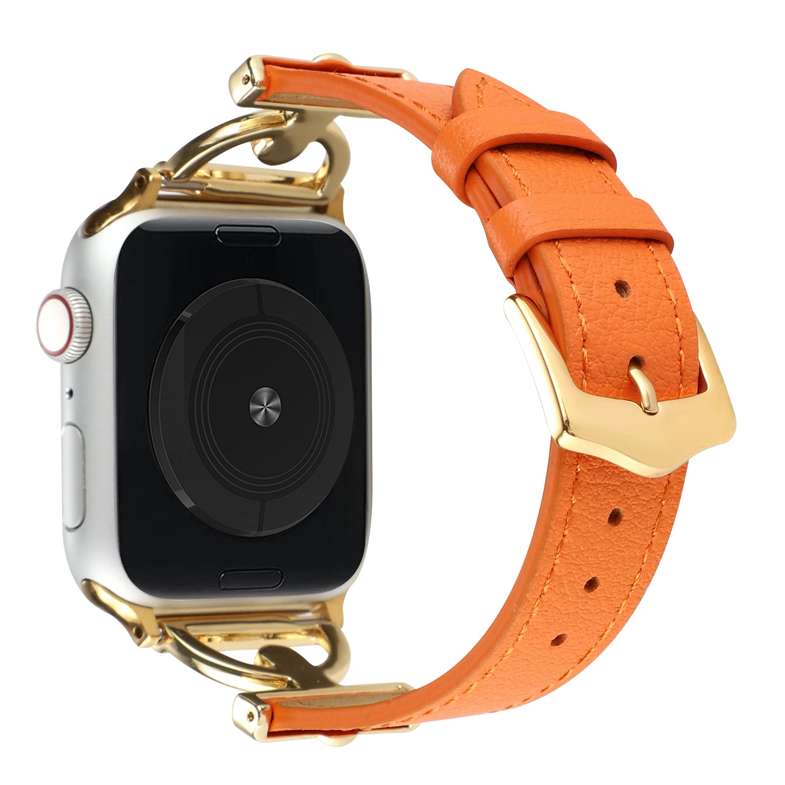 For Apple Watch Series 9 8 7 41mm 6 5 4 SE (2023) SE (2022) SE 40mm 3 2 1 38mm Genuine Leather Replacement Strap D-shape Buckle Wrist Band