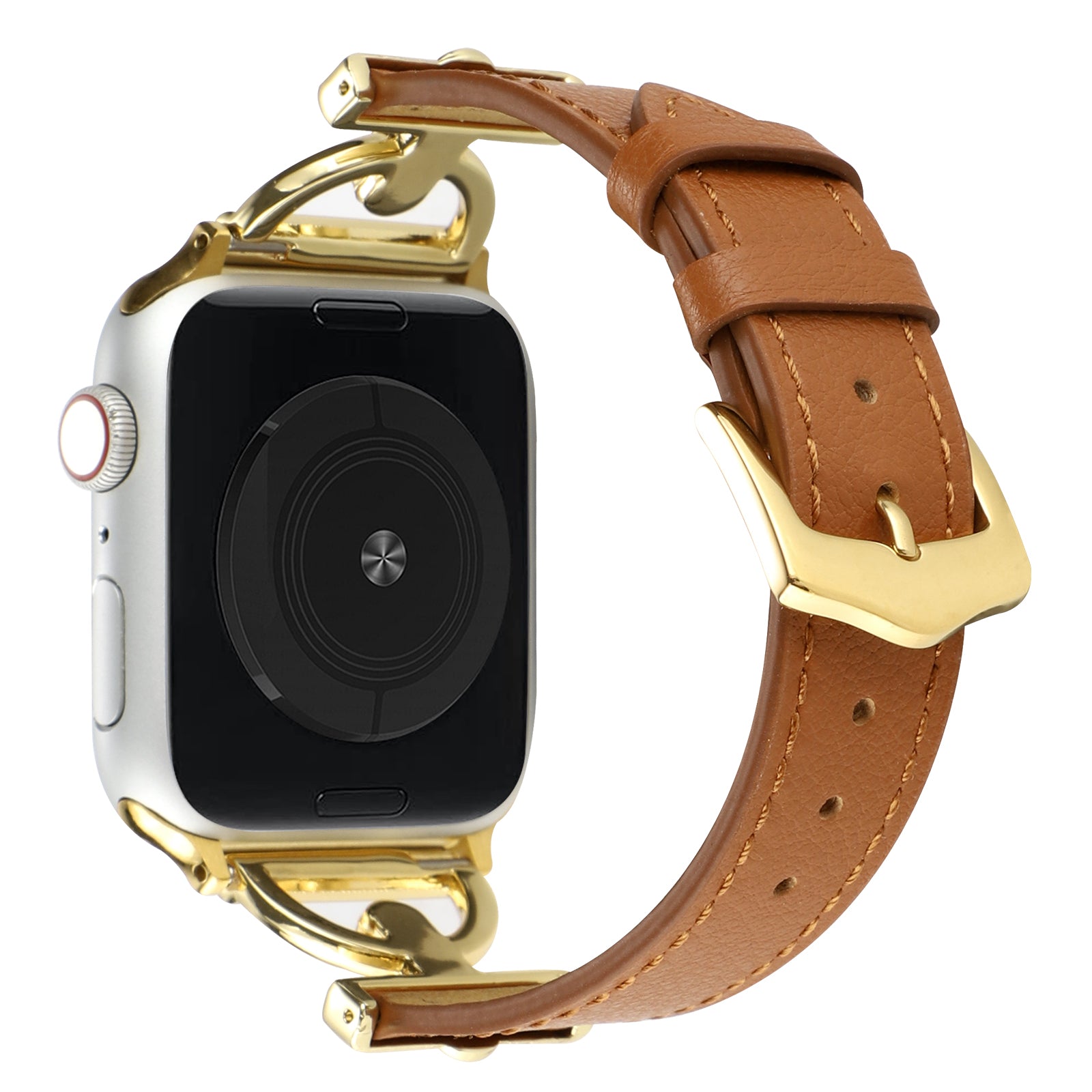 For Apple Watch Series 9 8 7 41mm 6 5 4 SE (2023) SE (2022) SE 40mm 3 2 1 38mm Genuine Leather Replacement Strap D-shape Buckle Wrist Band