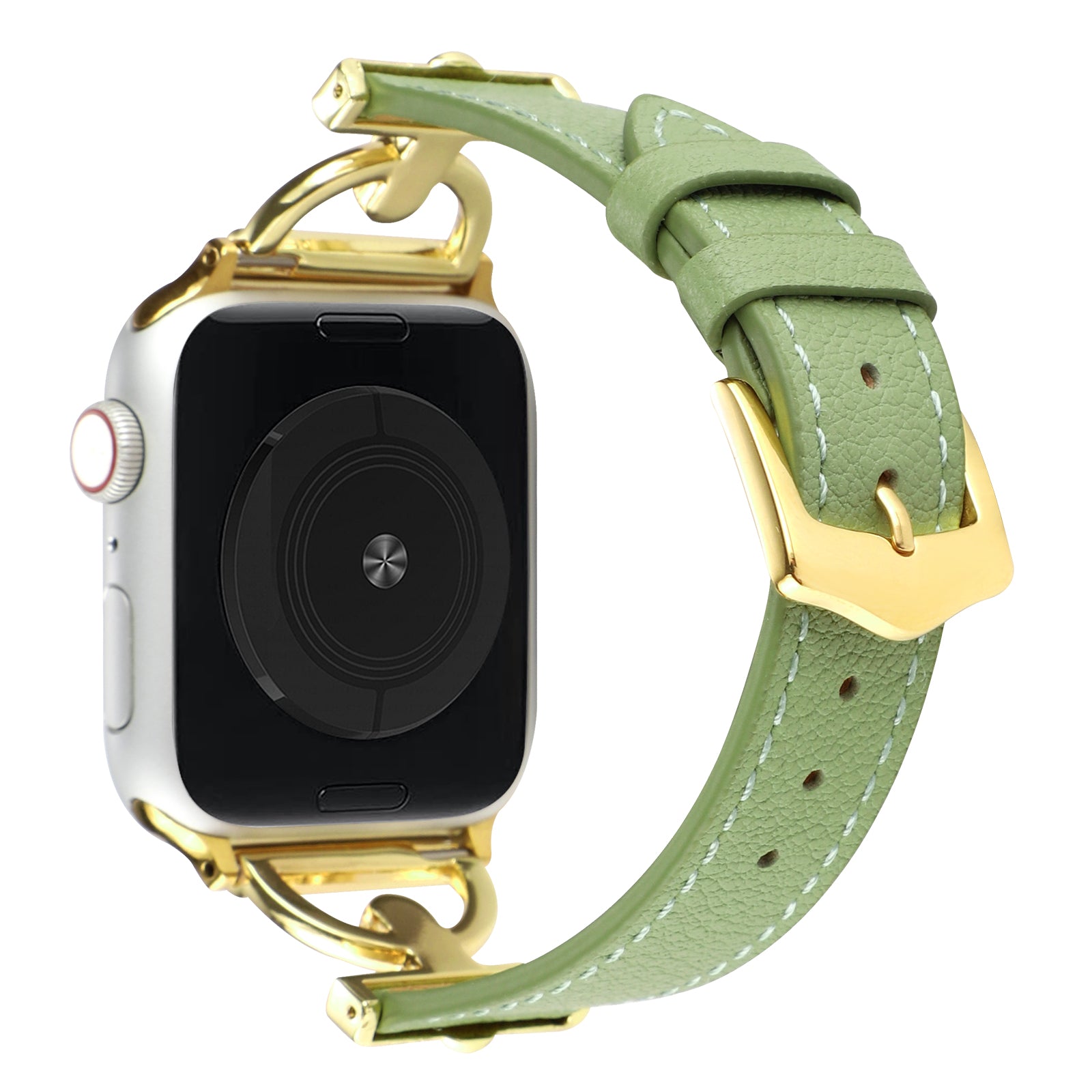 For Apple Watch Series 9 8 7 41mm 6 5 4 SE (2023) SE (2022) SE 40mm 3 2 1 38mm Genuine Leather Replacement Strap D-shape Buckle Wrist Band