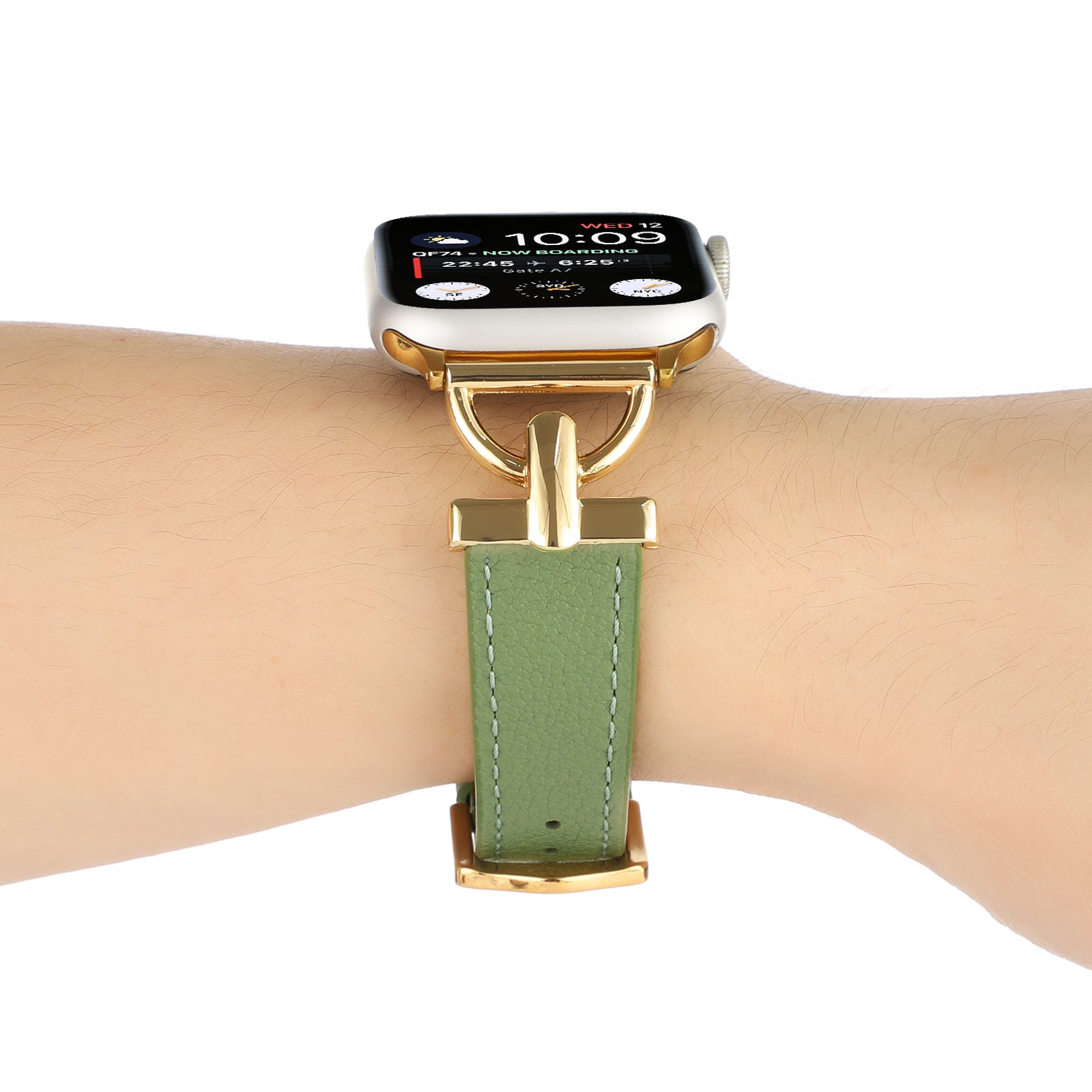 For Apple Watch Series 9 8 7 41mm 6 5 4 SE (2023) SE (2022) SE 40mm 3 2 1 38mm Genuine Leather Replacement Strap D-shape Buckle Wrist Band