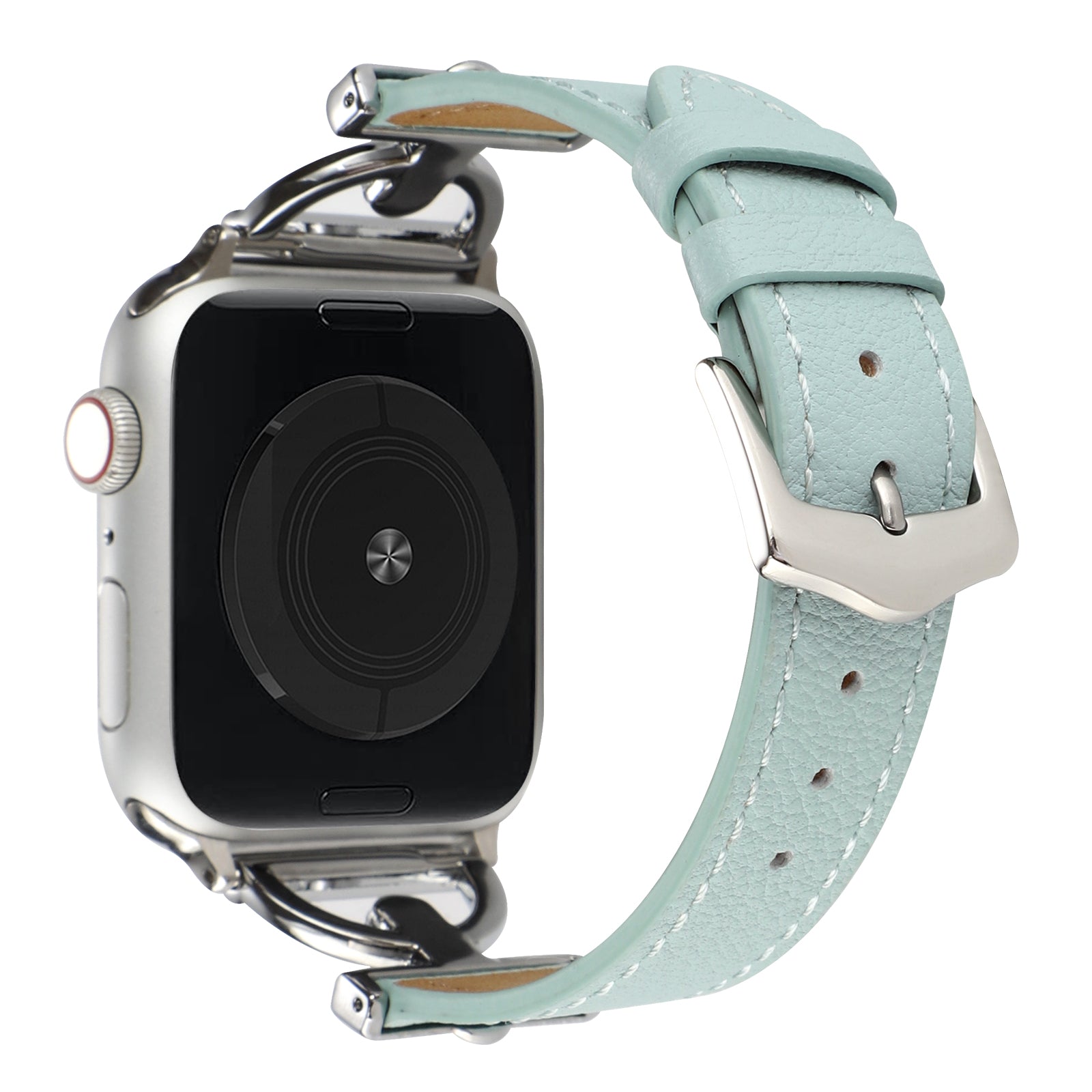 For Apple Watch Series 9 8 7 41mm 6 5 4 SE (2023) SE (2022) SE 40mm 3 2 1 38mm Genuine Leather Replacement Strap D-shape Buckle Wrist Band