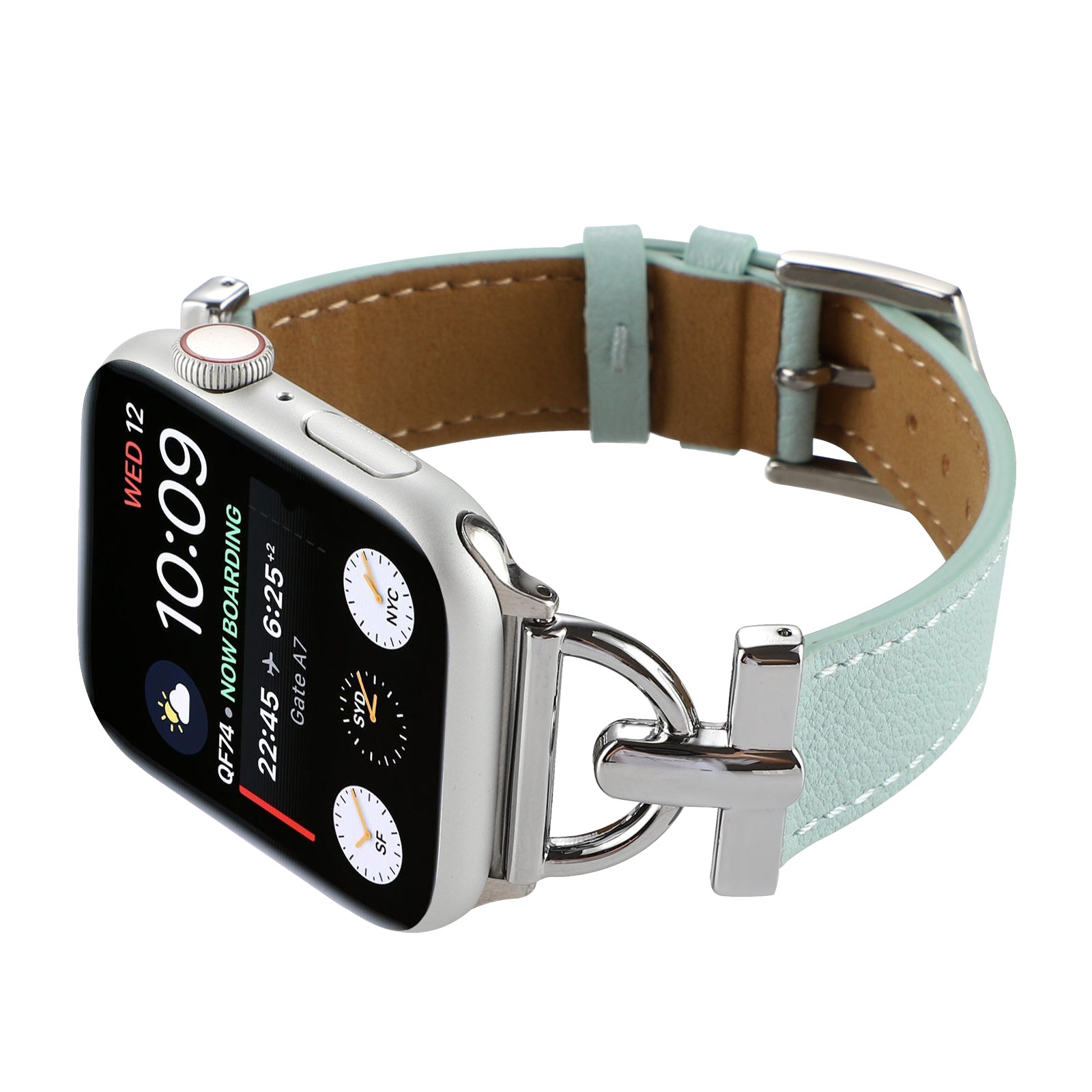 For Apple Watch Series 9 8 7 41mm 6 5 4 SE (2023) SE (2022) SE 40mm 3 2 1 38mm Genuine Leather Replacement Strap D-shape Buckle Wrist Band