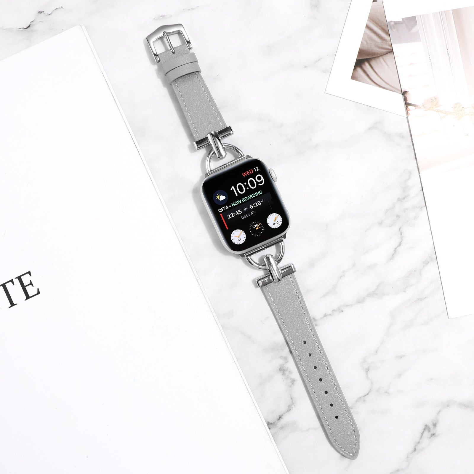 For Apple Watch Series 9 8 7 41mm 6 5 4 SE (2023) SE (2022) SE 40mm 3 2 1 38mm Genuine Leather Replacement Strap D-shape Buckle Wrist Band