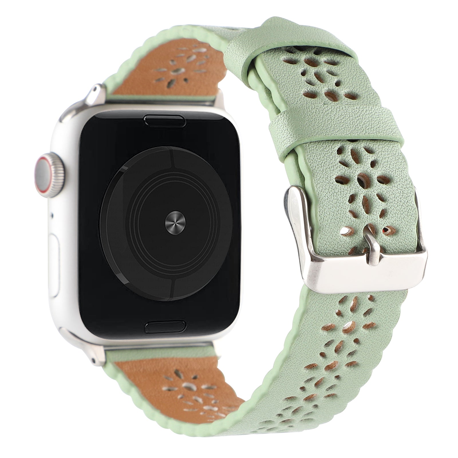 For Apple Watch Ultra Ultra 2 49mm Series 8 7 45mm 4 5 6 SE SE (2022) SE (2023) 44mm 1 2 3 42mm Hollow Plum Blossom Genuine Leather Strap Replacement Wrist Band