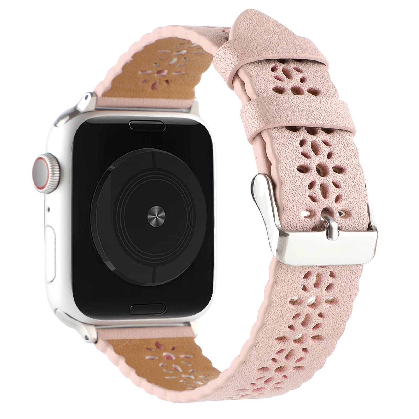 For Apple Watch Ultra Ultra 2 49mm Series 8 7 45mm 4 5 6 SE SE (2022) SE (2023) 44mm 1 2 3 42mm Hollow Plum Blossom Genuine Leather Strap Replacement Wrist Band