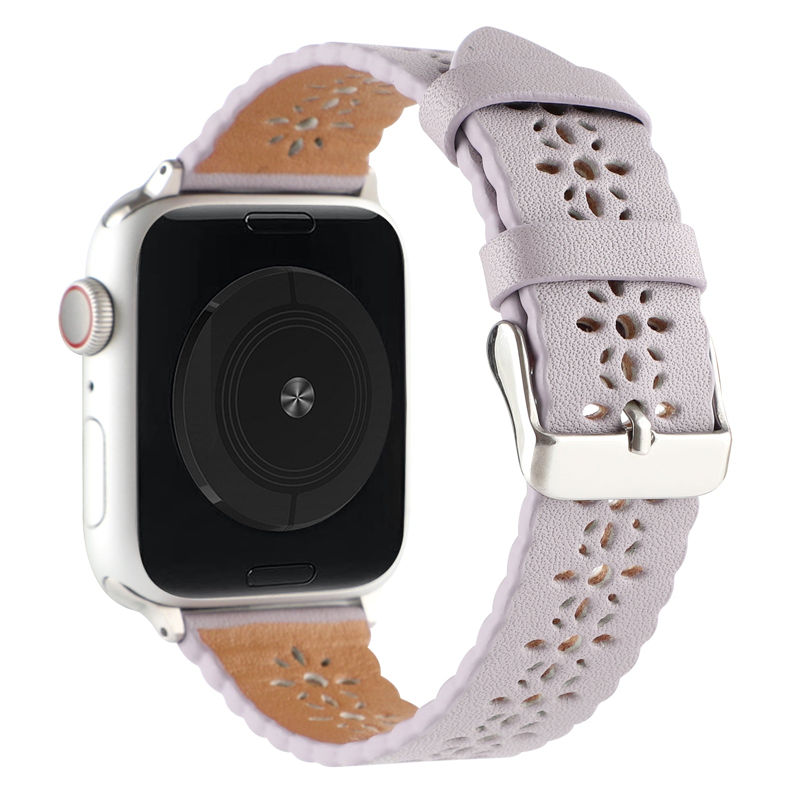 For Apple Watch Ultra Ultra 2 49mm Series 8 7 45mm 4 5 6 SE SE (2022) SE (2023) 44mm 1 2 3 42mm Hollow Plum Blossom Genuine Leather Strap Replacement Wrist Band