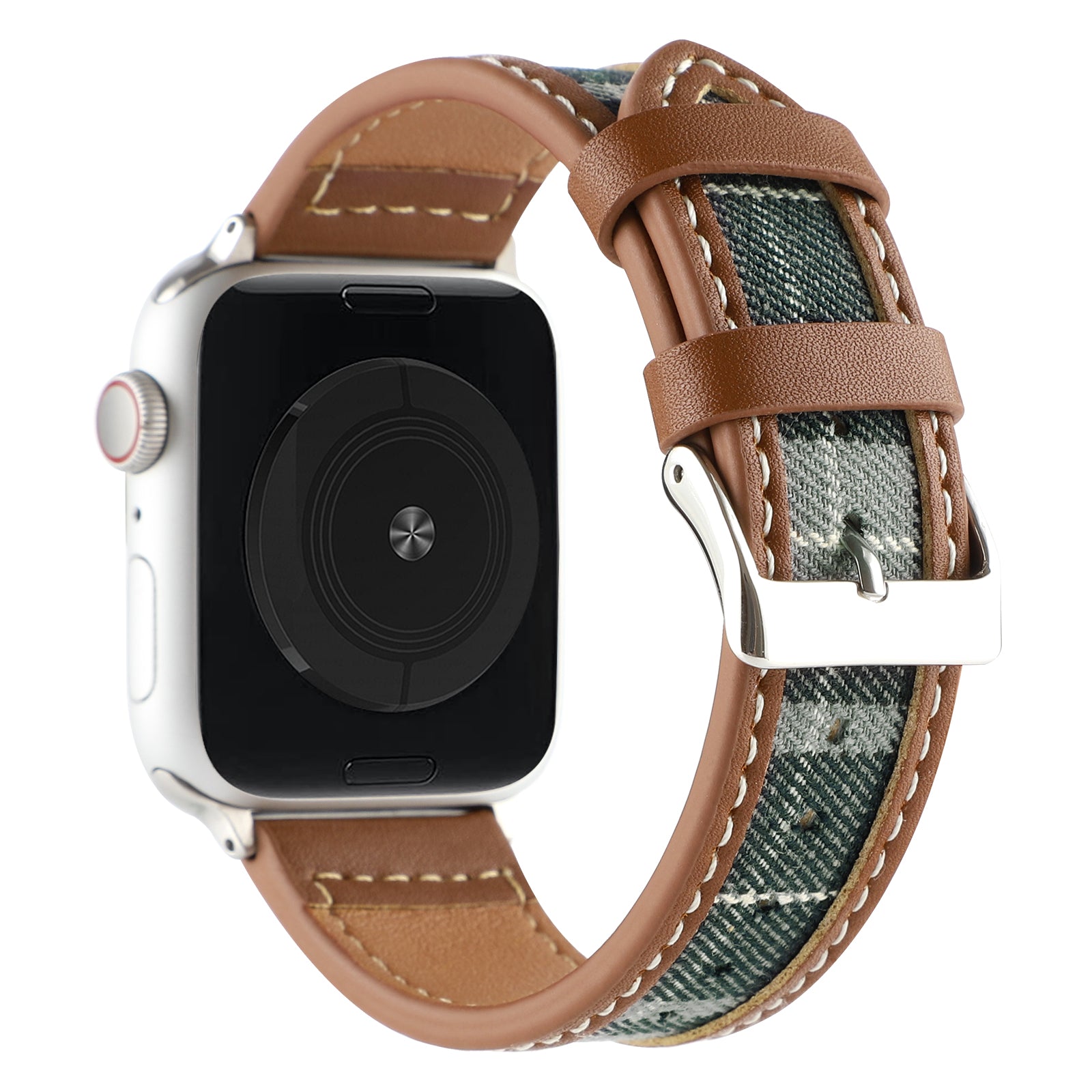 For Apple Watch Series 9 8 7 41mm 6 SE SE (2022) SE (2023) 5 4 40mm Series 1 2 3 38mm Comfortable Cloth+Leather Watch Strap