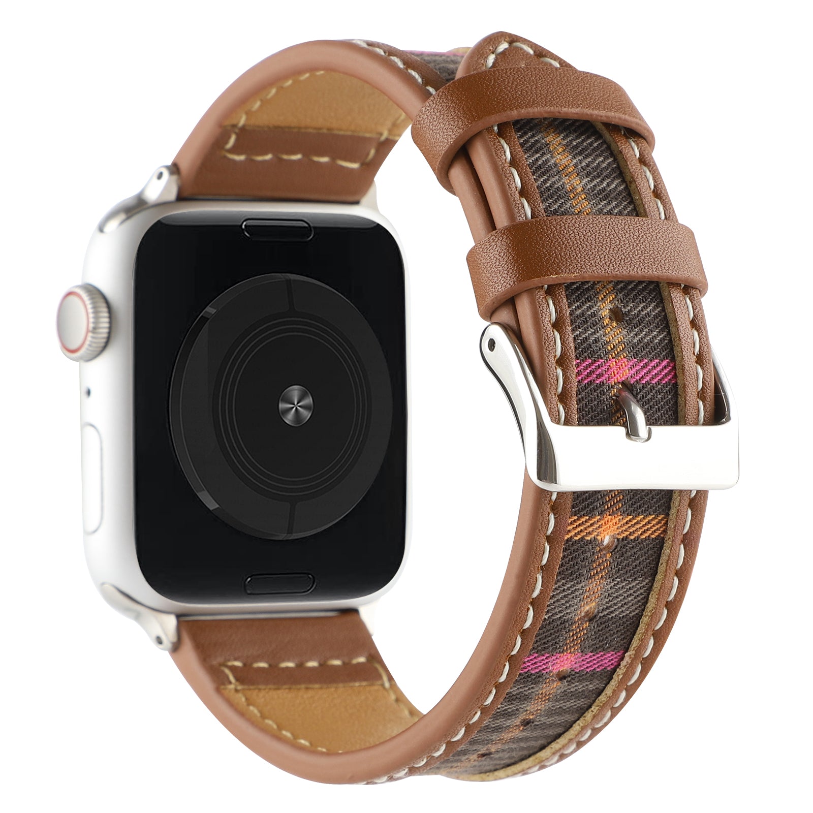 For Apple Watch Series 9 8 7 41mm 6 SE SE (2022) SE (2023) 5 4 40mm Series 1 2 3 38mm Comfortable Cloth+Leather Watch Strap