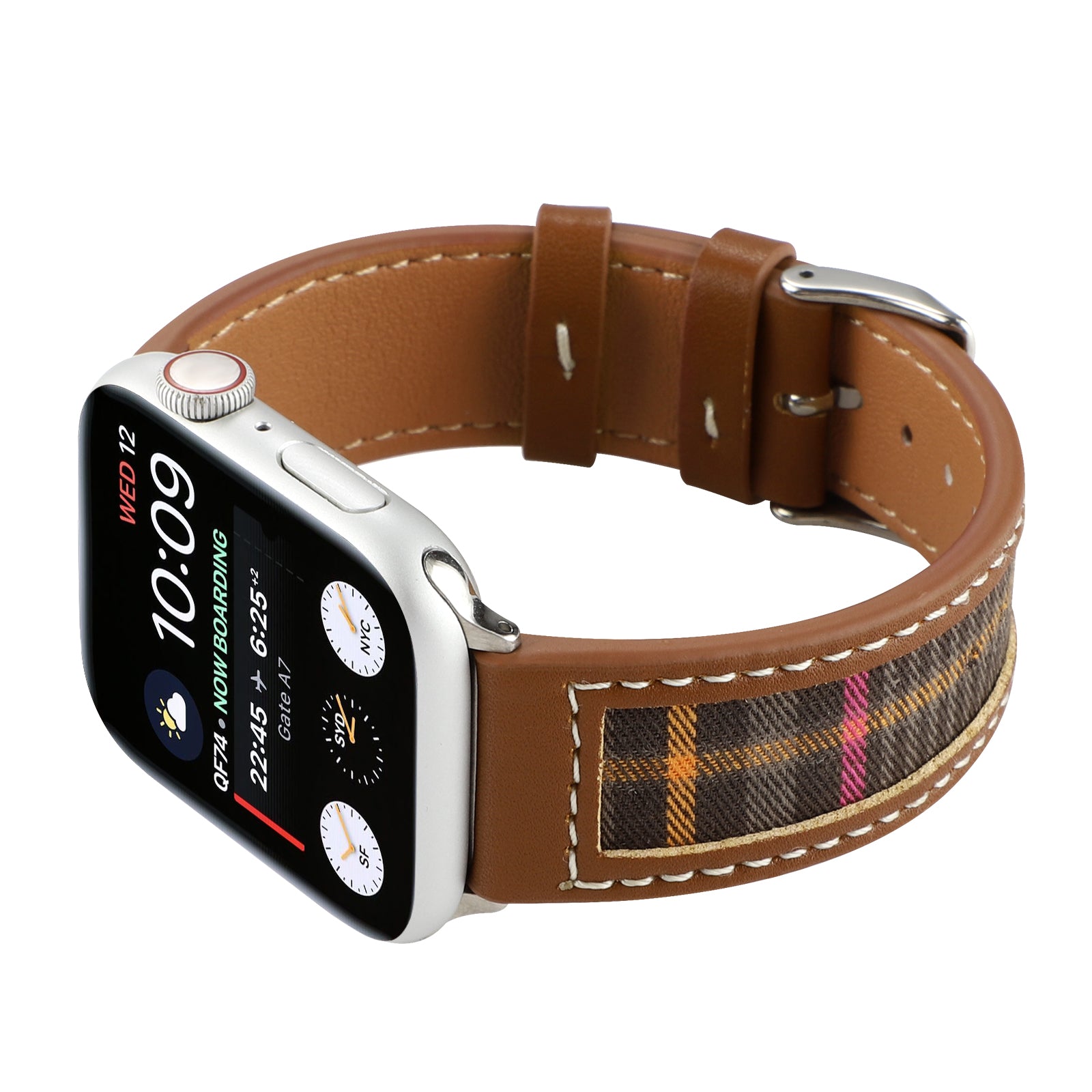 For Apple Watch Series 9 8 7 41mm 6 SE SE (2022) SE (2023) 5 4 40mm Series 1 2 3 38mm Comfortable Cloth+Leather Watch Strap