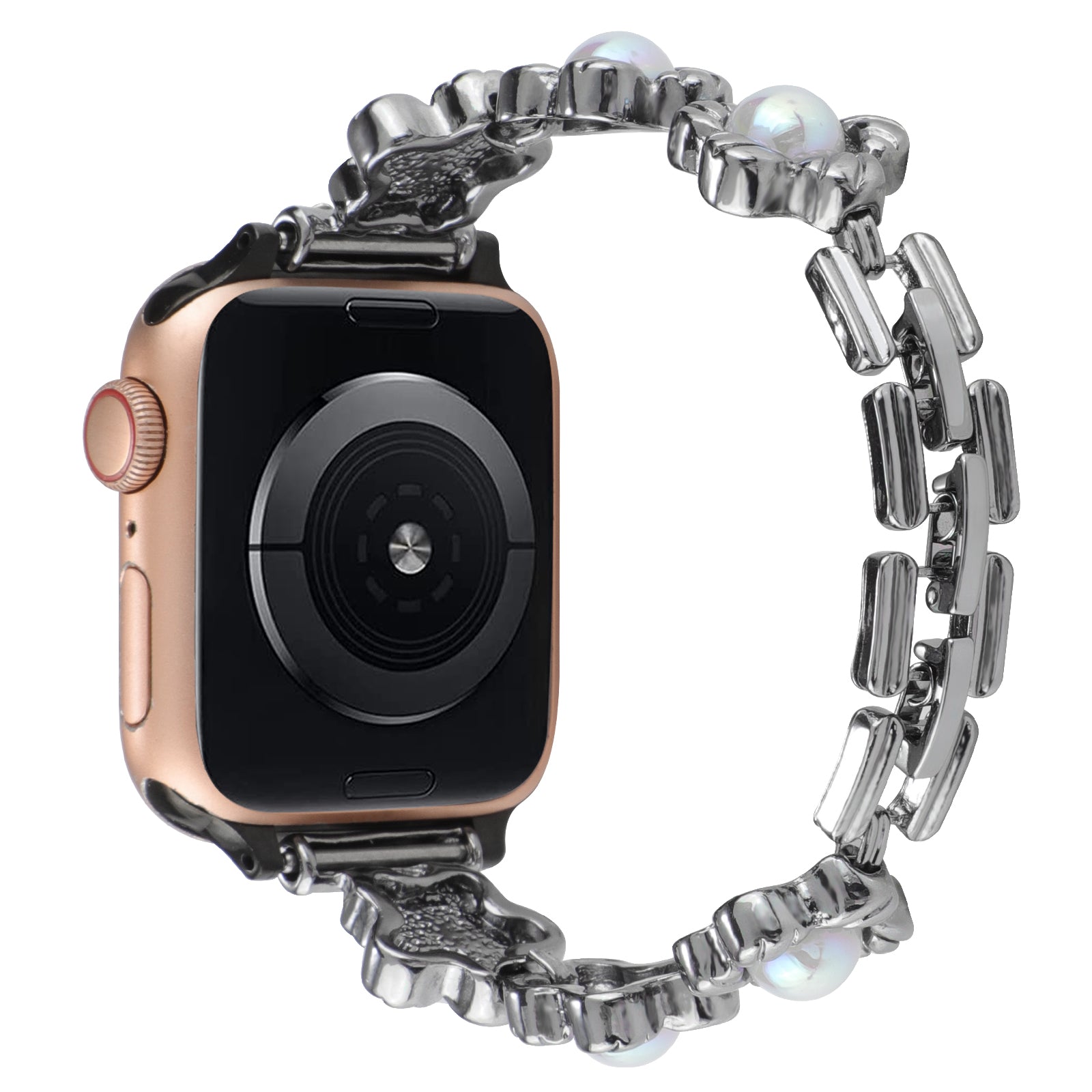 For Apple Watch Series 9 8 7 41mm 6 5 4 SE (2022) SE (2023) SE 40mm 3 2 1 38mm Watch Strap Flower Docor Metal Band Bracelet