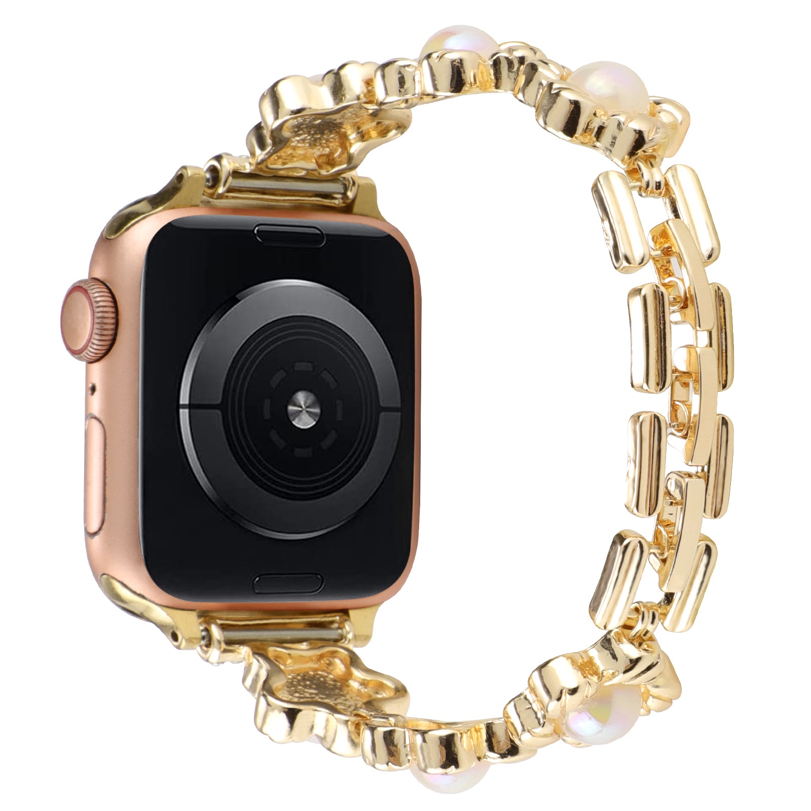 For Apple Watch Series 9 8 7 41mm 6 5 4 SE (2022) SE (2023) SE 40mm 3 2 1 38mm Watch Strap Flower Docor Metal Band Bracelet