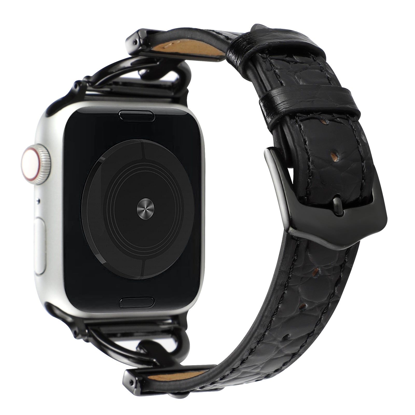 For Apple Watch Ultra Ultra 2 49mm Series 9 8 7 45mm 6 5 4 SE SE (2022) (2023) 44mm 3 2 1 42mm Genuine Leather Watch Strap Crocodile Texture D-Ring Band