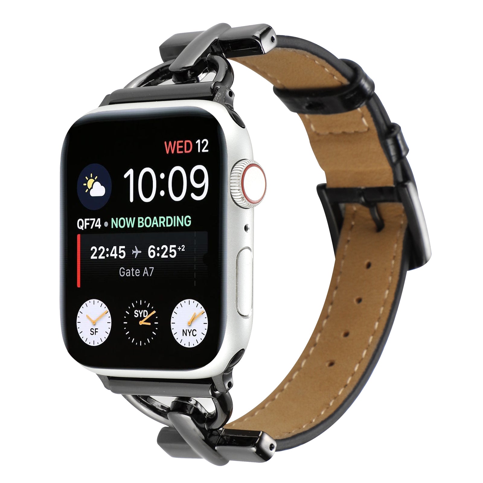 For Apple Watch Ultra Ultra 2 49mm Series 9 8 7 45mm 6 5 4 SE SE (2022) (2023) 44mm 3 2 1 42mm Genuine Leather Watch Strap Crocodile Texture D-Ring Band