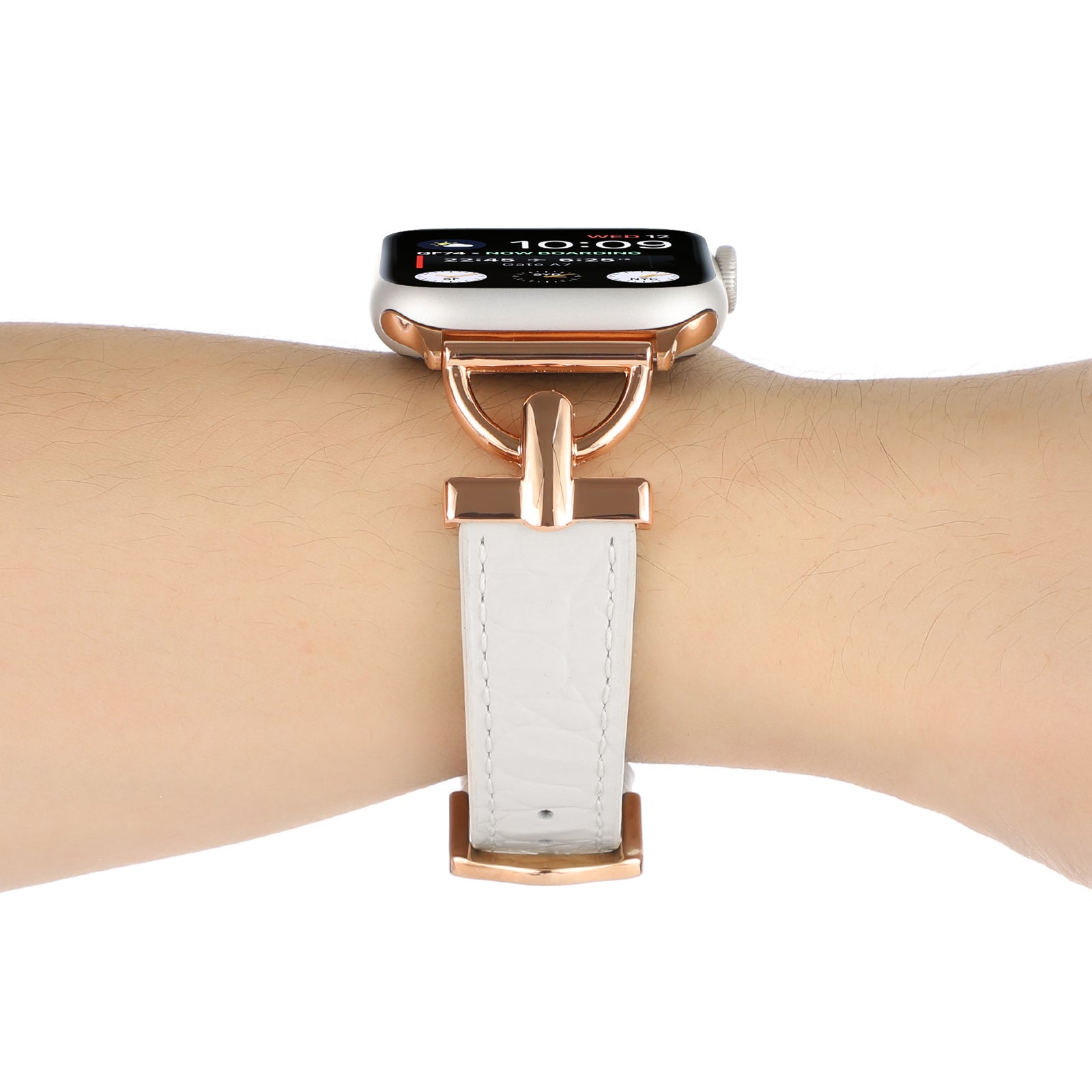 For Apple Watch Ultra Ultra 2 49mm Series 9 8 7 45mm 6 5 4 SE SE (2022) (2023) 44mm 3 2 1 42mm Genuine Leather Watch Strap Crocodile Texture D-Ring Band