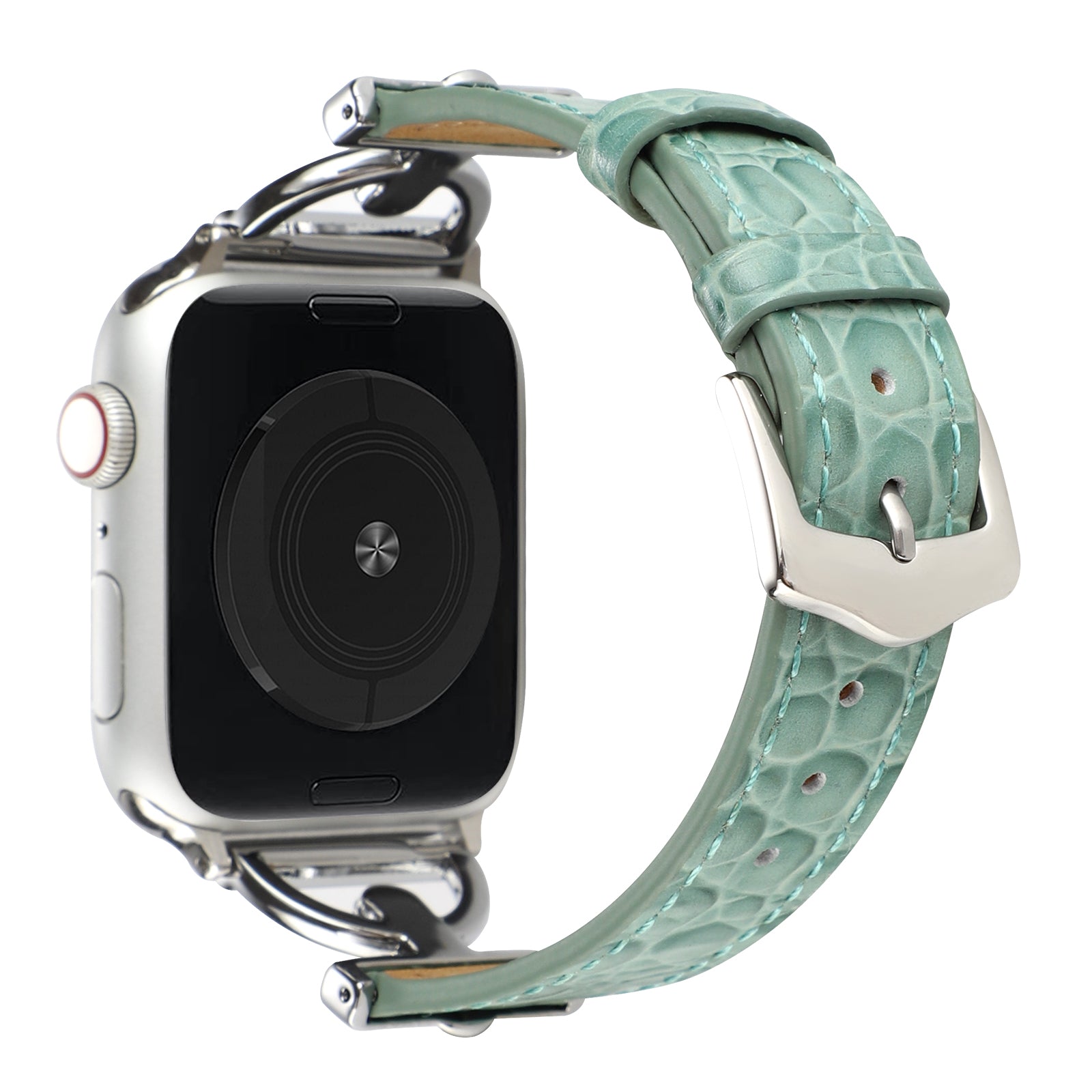 For Apple Watch Ultra Ultra 2 49mm Series 9 8 7 45mm 6 5 4 SE SE (2022) (2023) 44mm 3 2 1 42mm Genuine Leather Watch Strap Crocodile Texture D-Ring Band