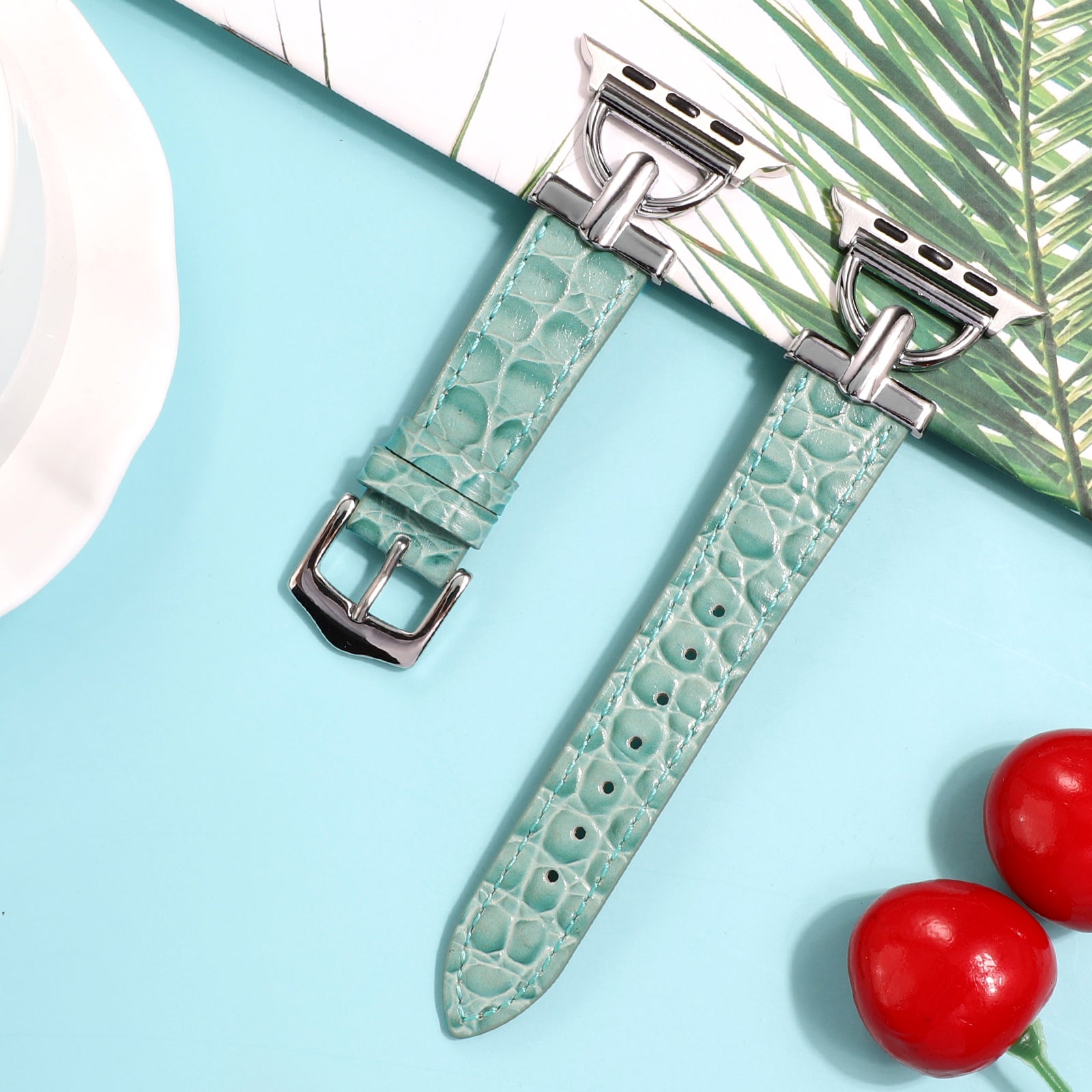 Genuine Leather Watch Band for Apple Watch Series 9 8 7 41mm 6 5 4 SE (2022) SE (2023) SE 40mm 3 2 1 38mm Crocodile Texture Strap Bracelet