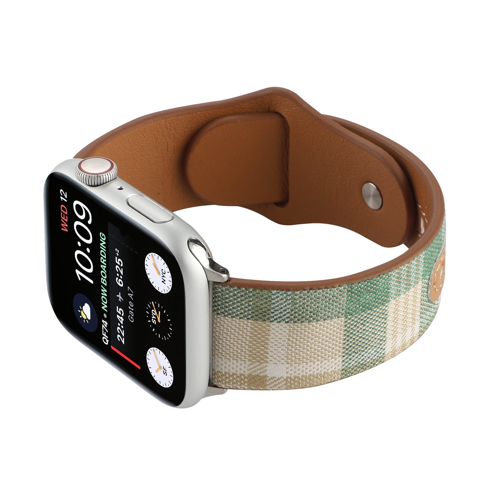 Watch Strap for Apple Watch Ultra Ultra 2 49mm Series 9 8 7 45mm Series 6 5 4 SE SE (2022) (2023) 44mm Series 3 2 1 42mm Soft Cloth + Leather Watch Band