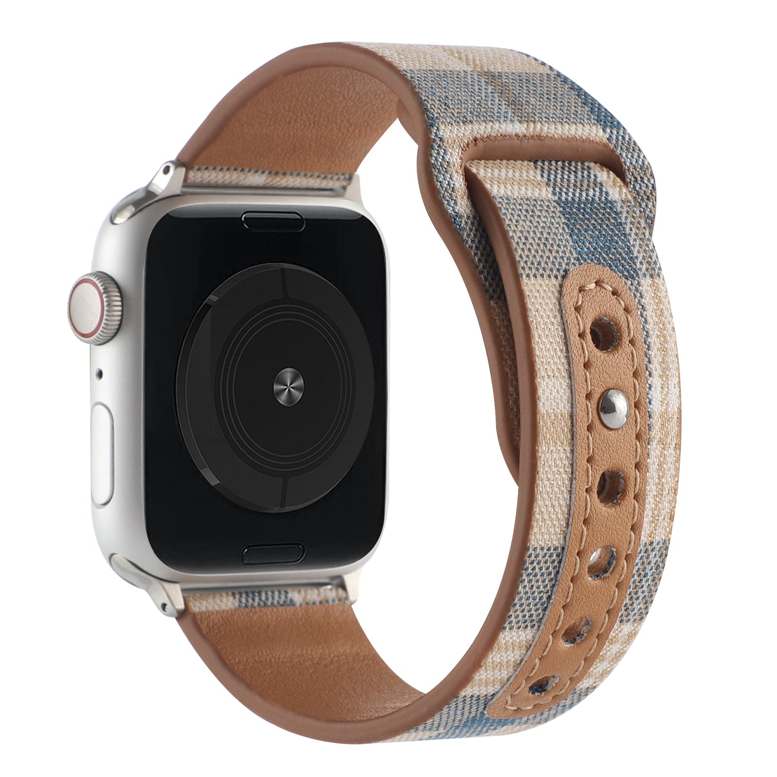 Watch Strap for Apple Watch Ultra Ultra 2 49mm Series 9 8 7 45mm Series 6 5 4 SE SE (2022) (2023) 44mm Series 3 2 1 42mm Soft Cloth + Leather Watch Band