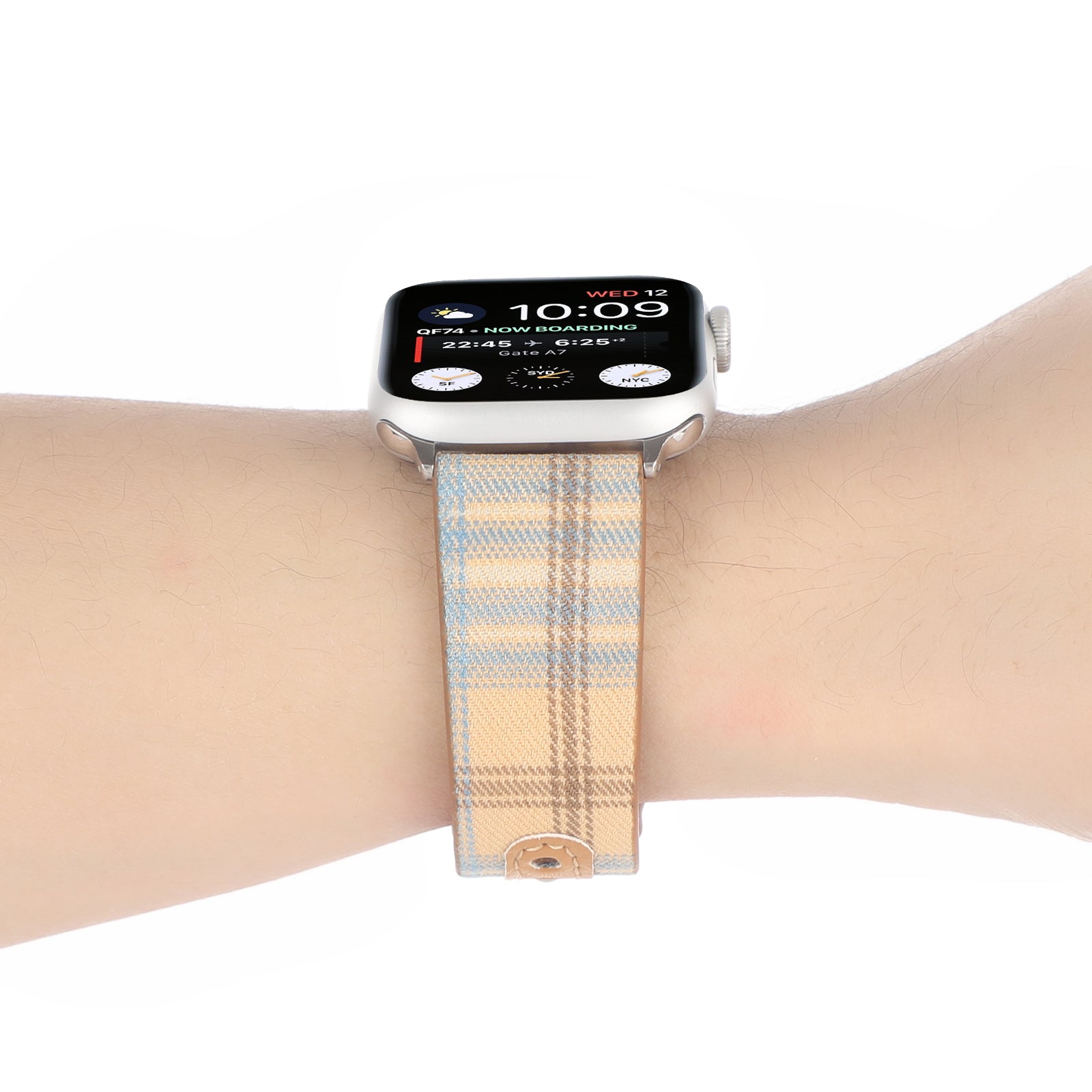 Watch Strap for Apple Watch Ultra Ultra 2 49mm Series 9 8 7 45mm Series 6 5 4 SE SE (2022) (2023) 44mm Series 3 2 1 42mm Soft Cloth + Leather Watch Band