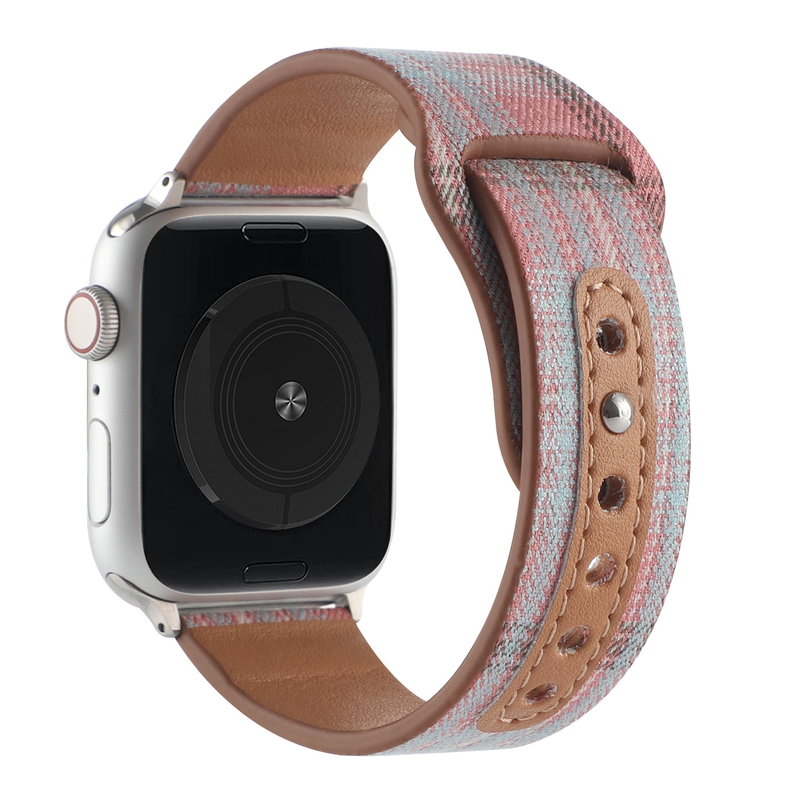 For Apple Watch Series 9 8 7 41mm 6 5 4 SE (2022) SE (2023) SE 40mm 3 2 1 38mm Cloth + Leather Watch Band Strap Replacement