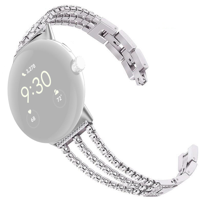 For Google Pixel Watch 2 Pixel Watch Anti-Wear Metal Glittery Rhinestone Watch Strap