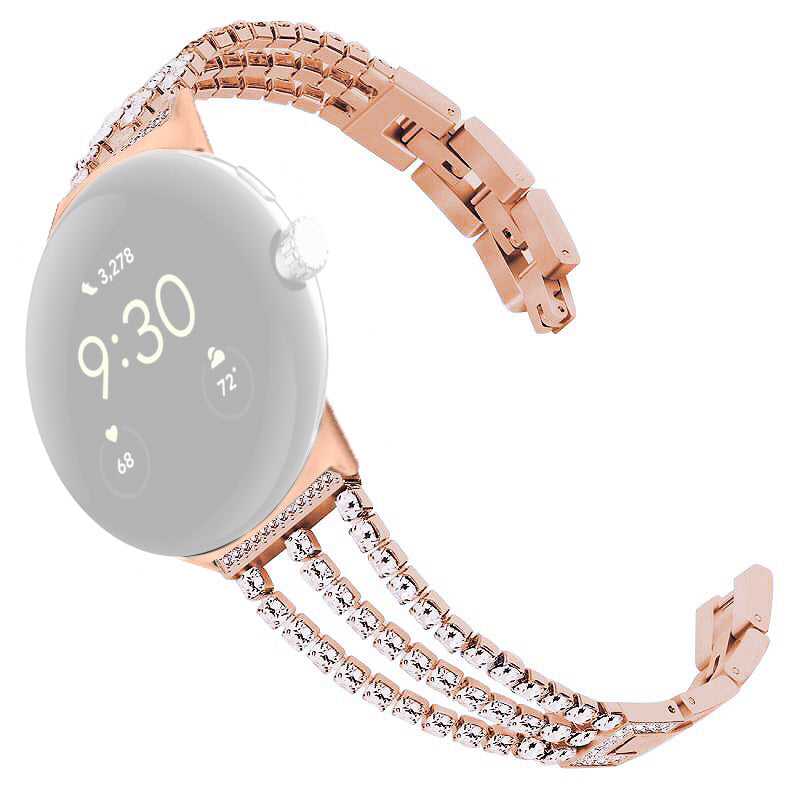 For Google Pixel Watch 2 Pixel Watch Anti-Wear Metal Glittery Rhinestone Watch Strap