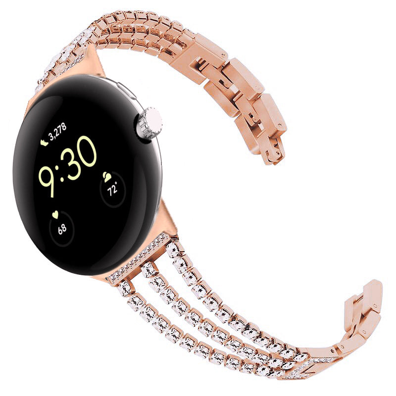 For Google Pixel Watch 2 Pixel Watch Anti-Wear Metal Glittery Rhinestone Watch Strap