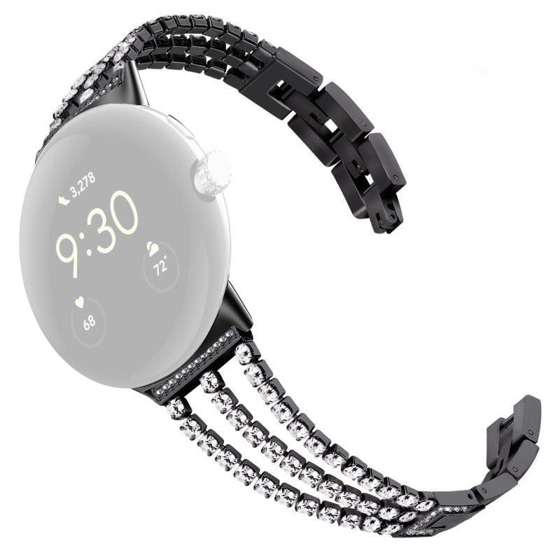 For Google Pixel Watch 2 Pixel Watch Anti-Wear Metal Glittery Rhinestone Watch Strap