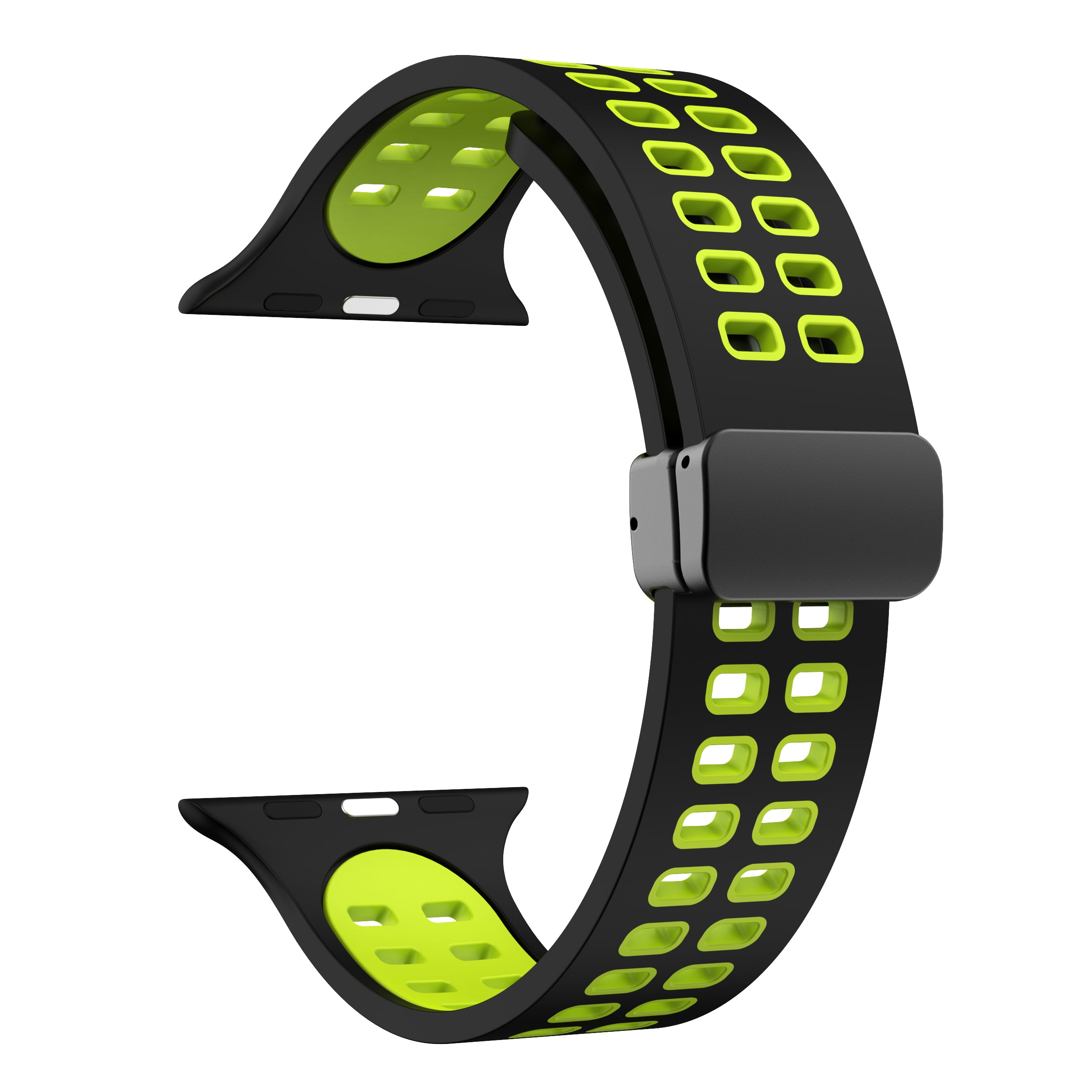 Silicone Watch Band for Apple Watch Ultra Ultra 2 49mm Series 8 7 45mm Series 6 5 4 SE (2022) SE (2023) SE 44mm Series 3 2 1 42mm Magnetic Folding Buckle Dual Color Strap