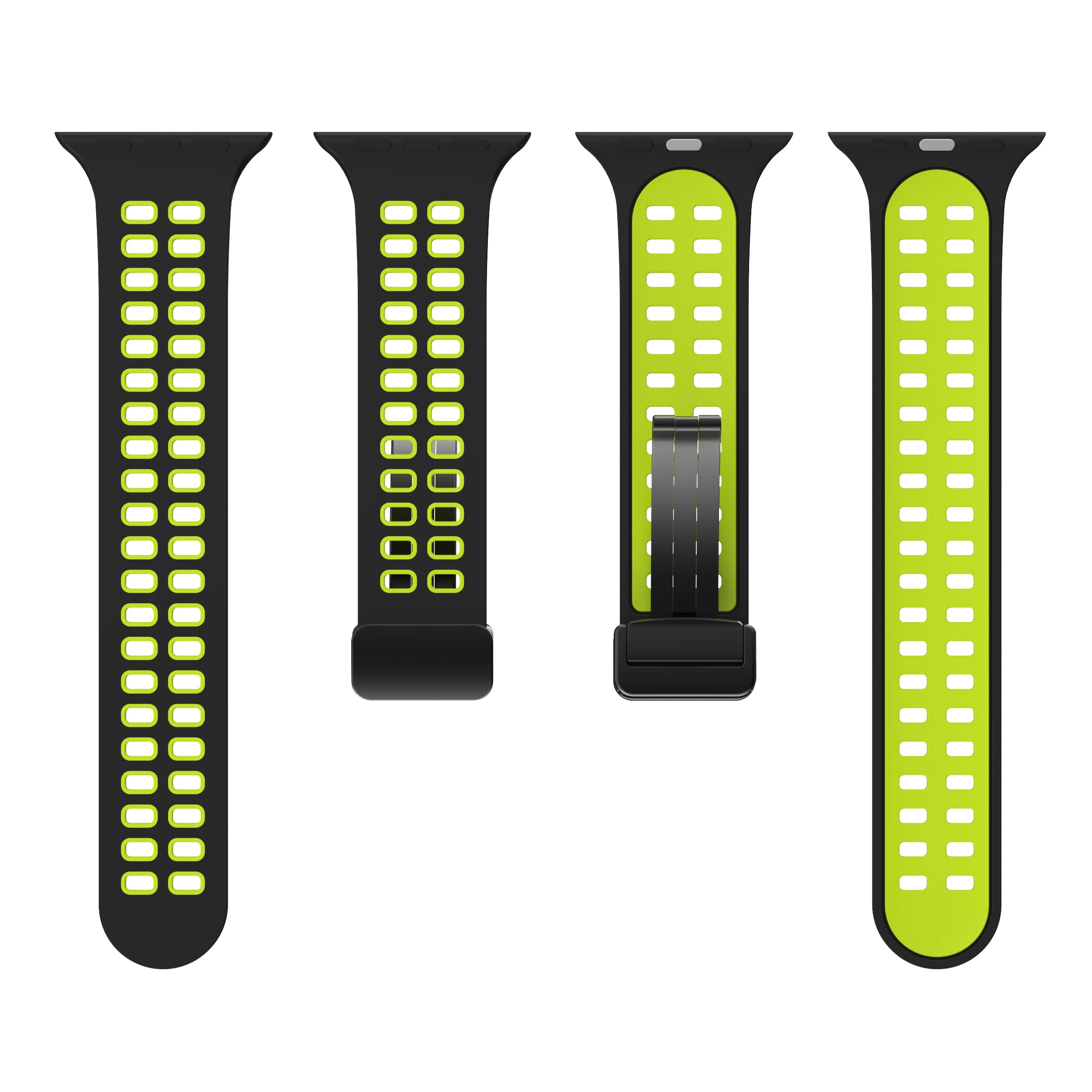 Silicone Watch Band for Apple Watch Ultra Ultra 2 49mm Series 8 7 45mm Series 6 5 4 SE (2022) SE (2023) SE 44mm Series 3 2 1 42mm Magnetic Folding Buckle Dual Color Strap