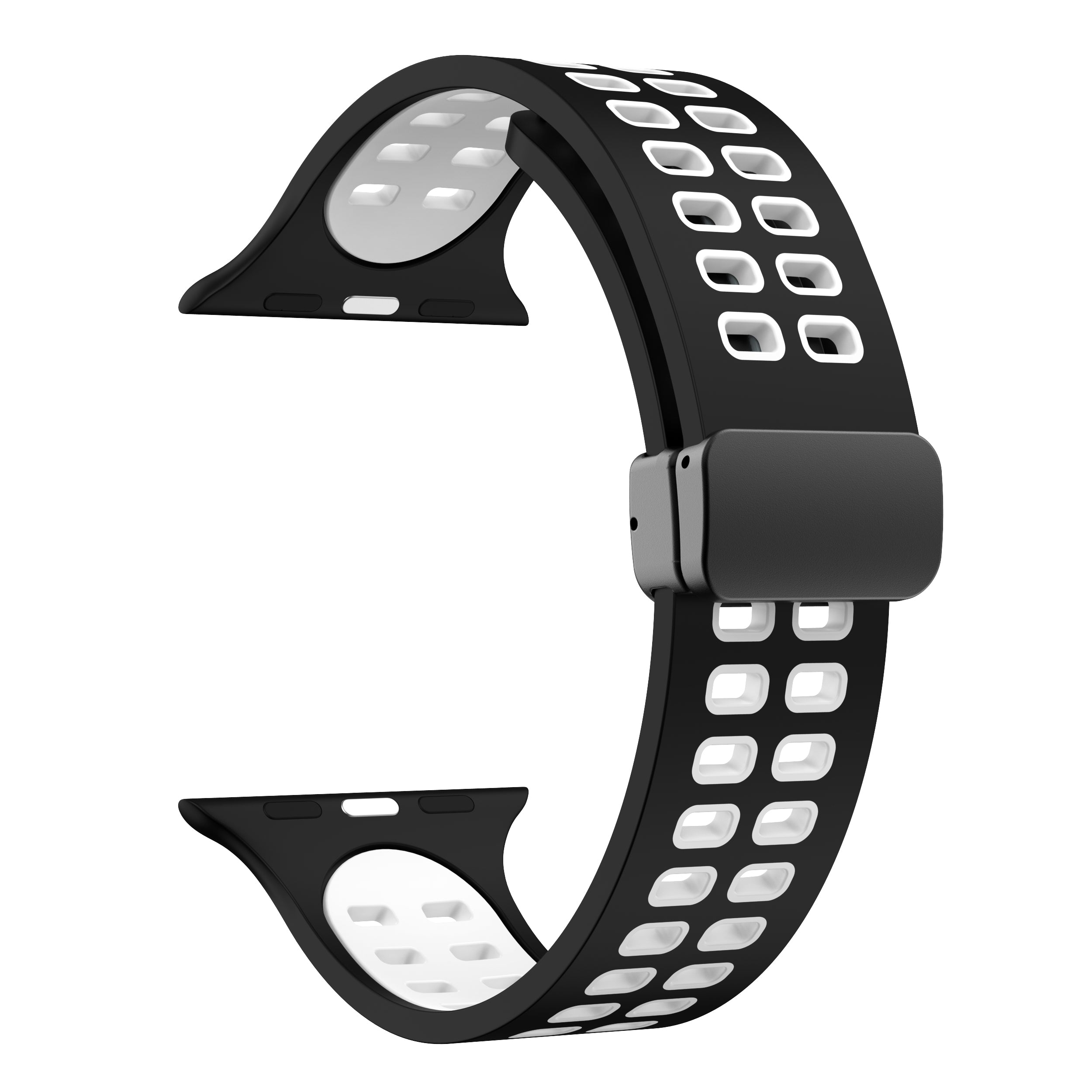 Silicone Watch Band for Apple Watch Ultra Ultra 2 49mm Series 8 7 45mm Series 6 5 4 SE (2022) SE (2023) SE 44mm Series 3 2 1 42mm Magnetic Folding Buckle Dual Color Strap
