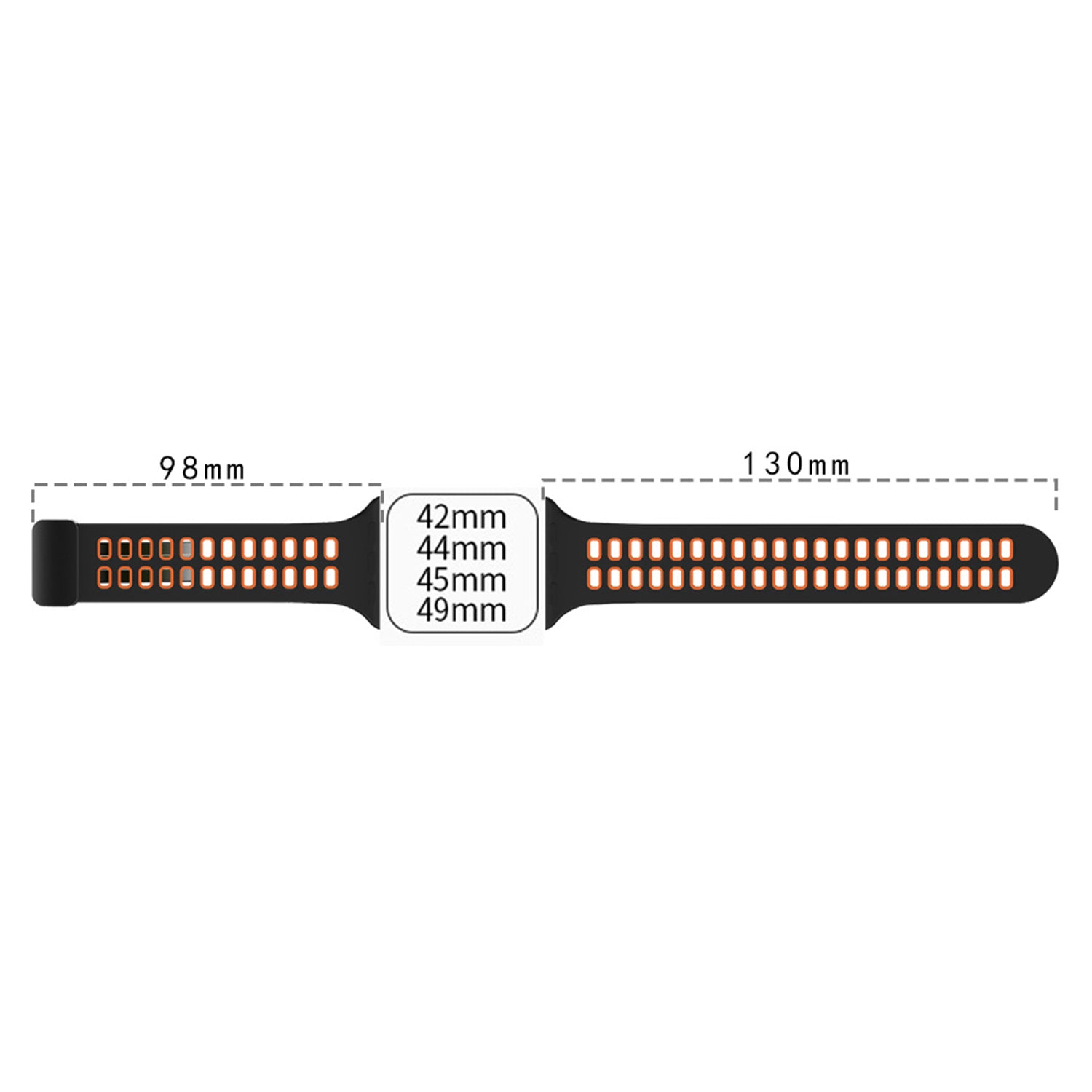 Silicone Watch Band for Apple Watch Ultra Ultra 2 49mm Series 8 7 45mm Series 6 5 4 SE (2022) SE (2023) SE 44mm Series 3 2 1 42mm Magnetic Folding Buckle Dual Color Strap