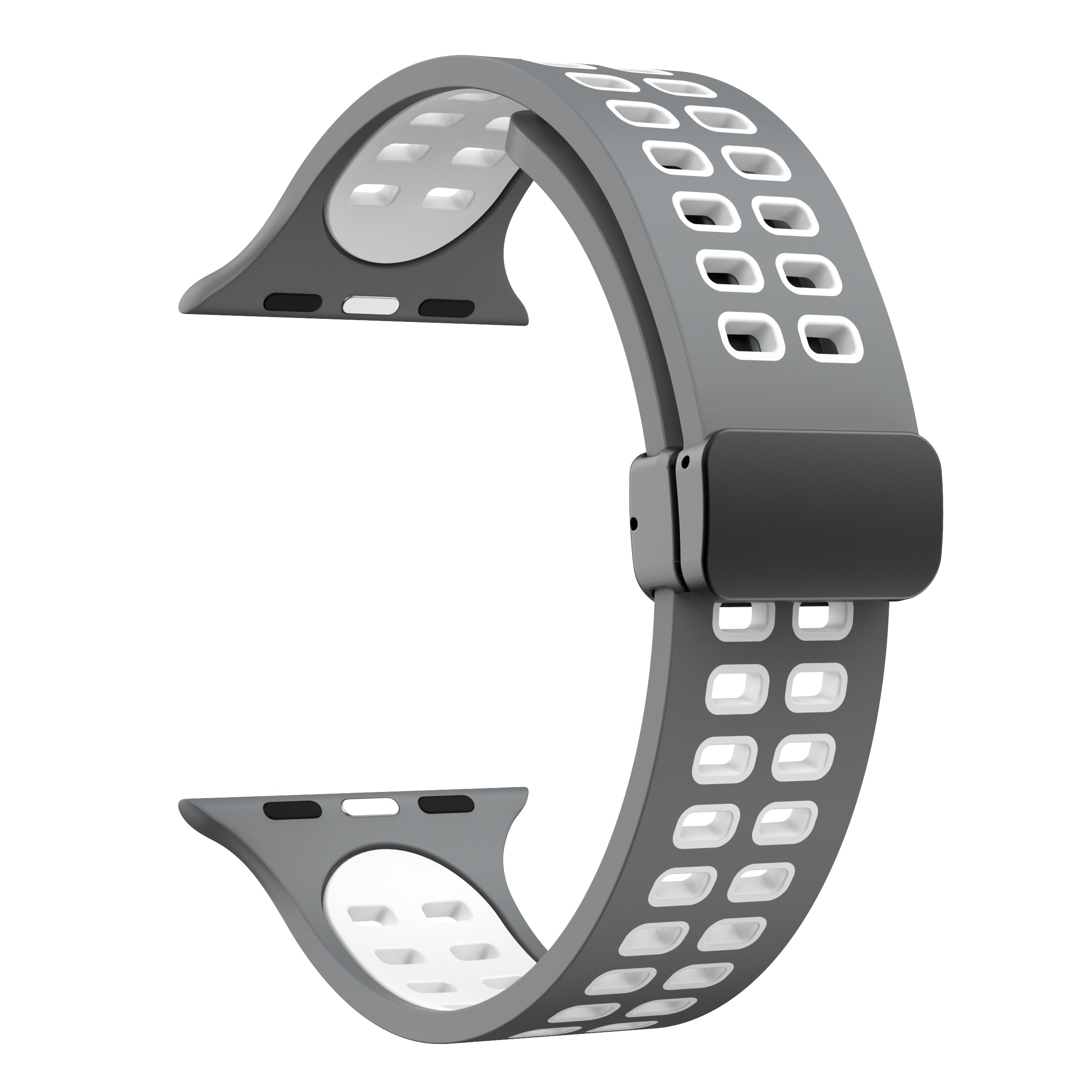 Silicone Watch Band for Apple Watch Ultra Ultra 2 49mm Series 8 7 45mm Series 6 5 4 SE (2022) SE (2023) SE 44mm Series 3 2 1 42mm Magnetic Folding Buckle Dual Color Strap