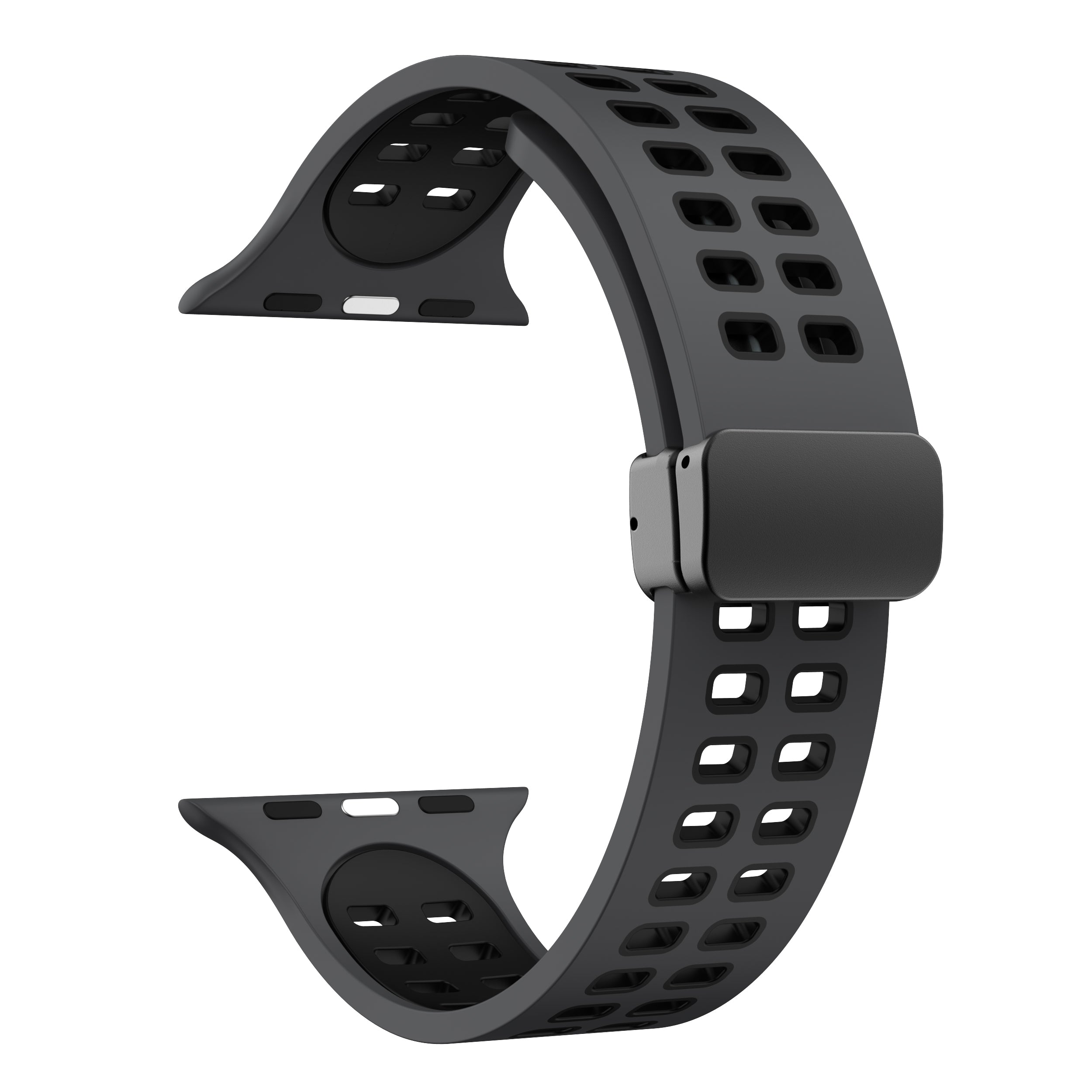Silicone Watch Band for Apple Watch Ultra Ultra 2 49mm Series 8 7 45mm Series 6 5 4 SE (2022) SE (2023) SE 44mm Series 3 2 1 42mm Magnetic Folding Buckle Dual Color Strap