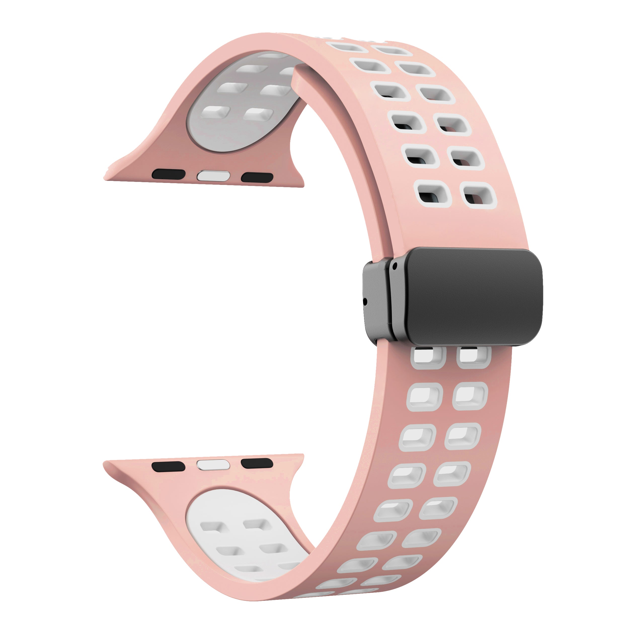 Silicone Watch Band for Apple Watch Ultra Ultra 2 49mm Series 8 7 45mm Series 6 5 4 SE (2022) SE (2023) SE 44mm Series 3 2 1 42mm Magnetic Folding Buckle Dual Color Strap