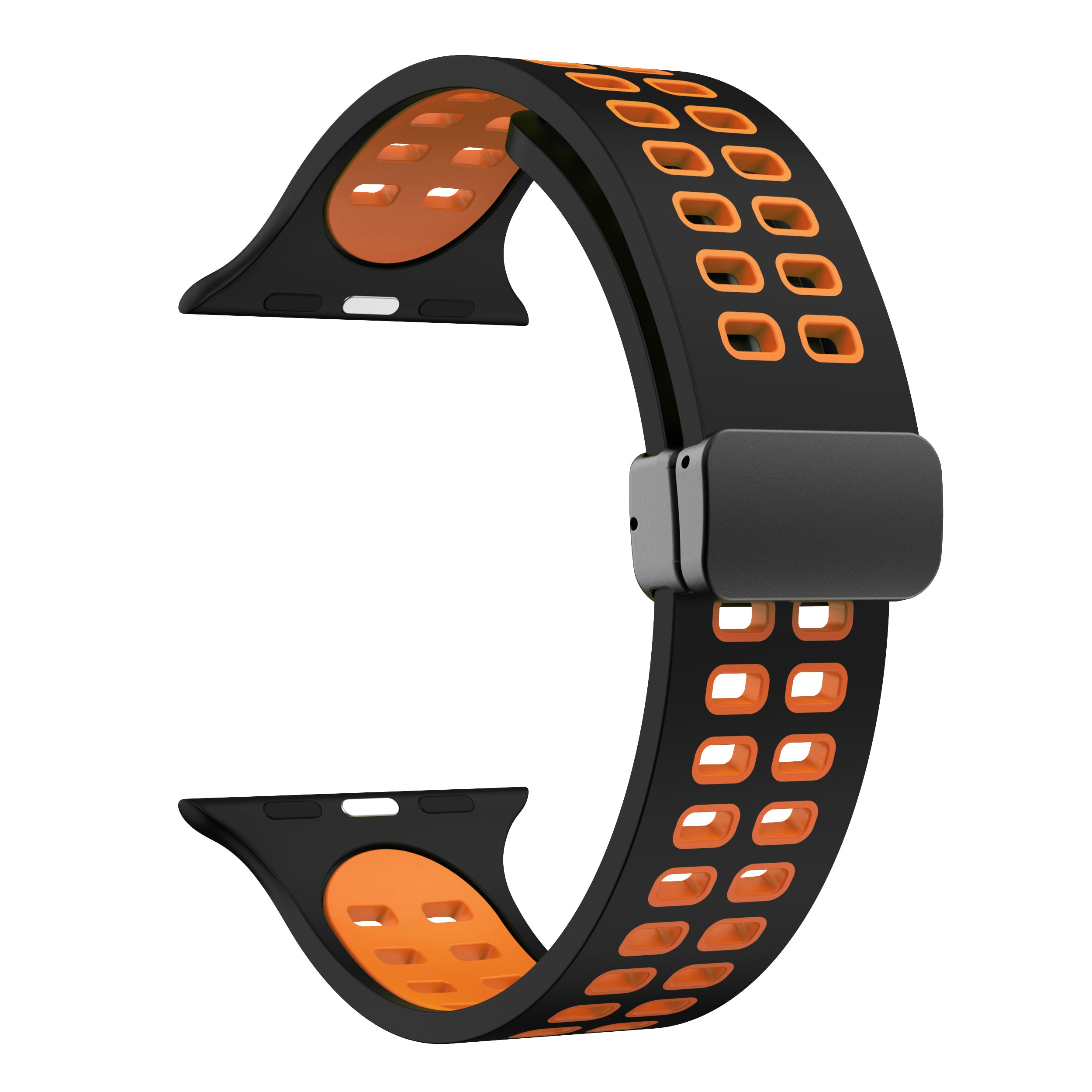 Silicone Watch Band for Apple Watch Ultra Ultra 2 49mm Series 8 7 45mm Series 6 5 4 SE (2022) SE (2023) SE 44mm Series 3 2 1 42mm Magnetic Folding Buckle Dual Color Strap