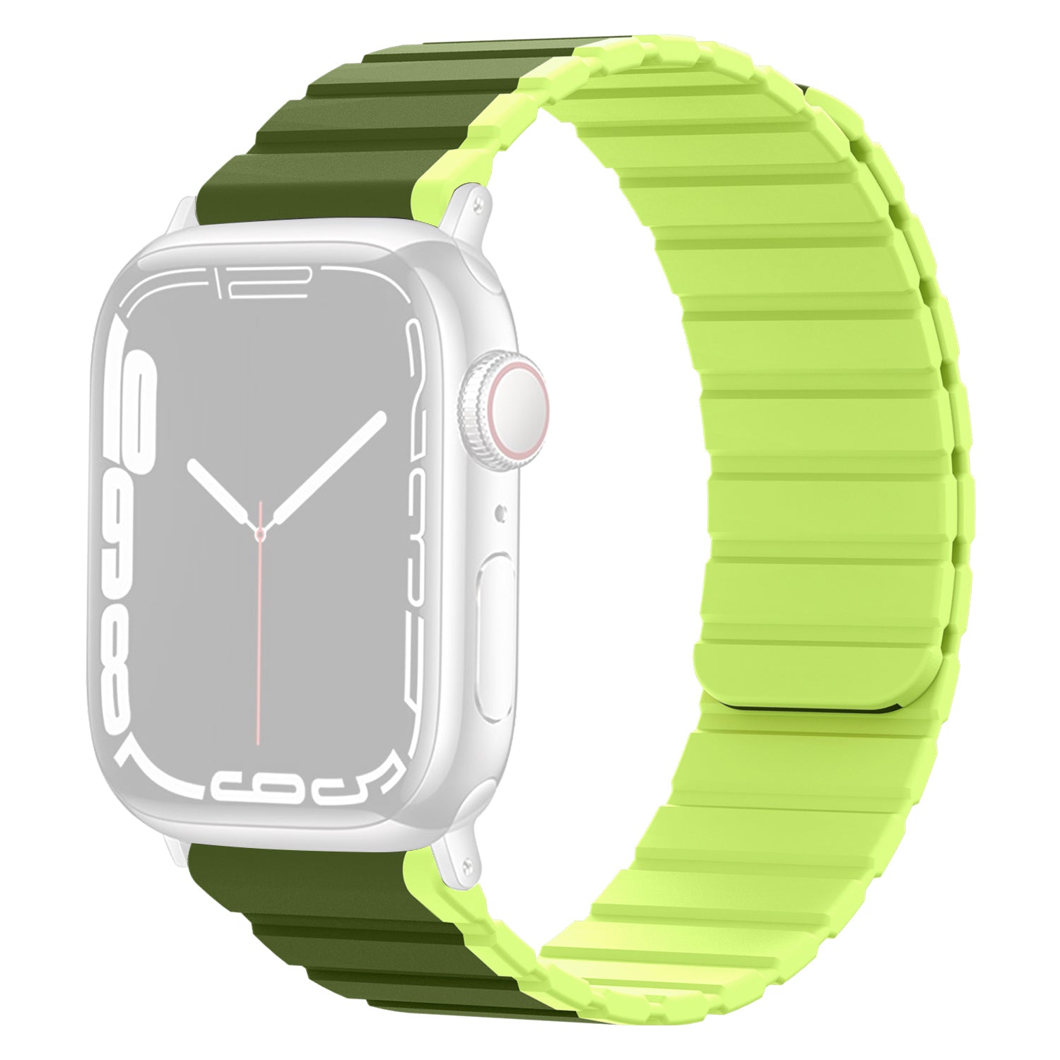 Magnetic Watch Band for Apple Watch Ultra Ultra 2 49mm Series 8 7 45mm Series 6 5 4 SE (2022) SE (2023) SE 44mm Series 3 2 1 42mm Dual Color Silicone Watch Strap