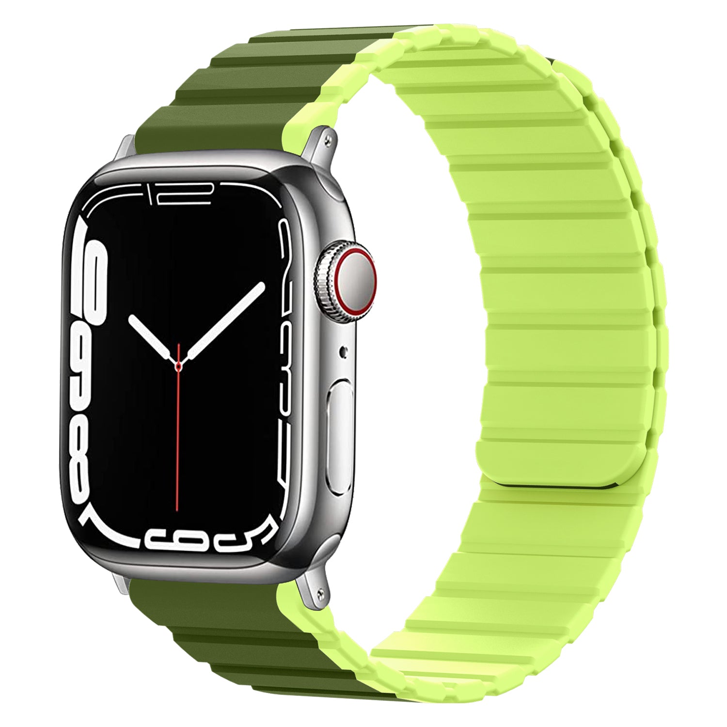 Magnetic Watch Band for Apple Watch Ultra Ultra 2 49mm Series 8 7 45mm Series 6 5 4 SE (2022) SE (2023) SE 44mm Series 3 2 1 42mm Dual Color Silicone Watch Strap