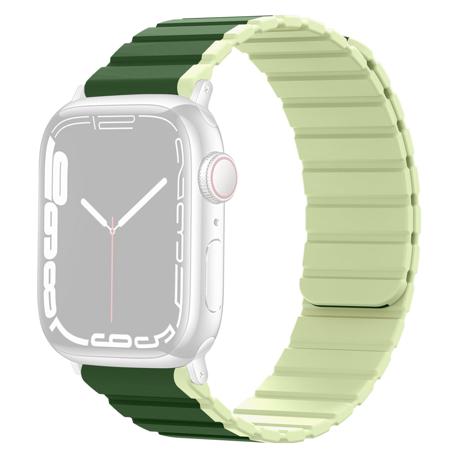 Silicone Watch Band for Apple Watch Series 9 8 7 41mm 6 5 4 SE (2023) SE (2022) SE 40mm 3 2 1 38mm Dual Color Adjustable Magnetic Band